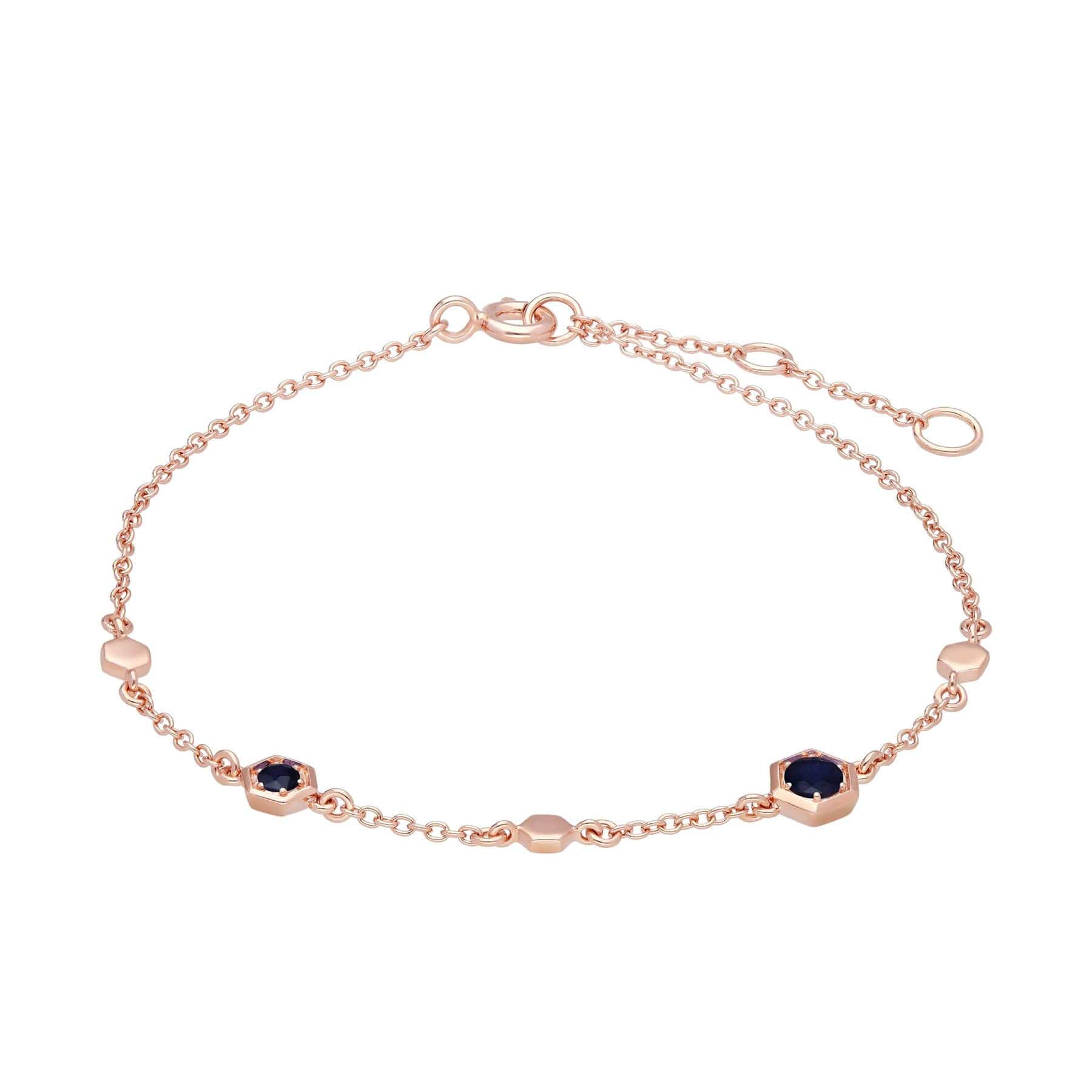 135L0303029 Honeycomb Inspired Sapphire Link Bracelet in 9ct Rose Gold 1
