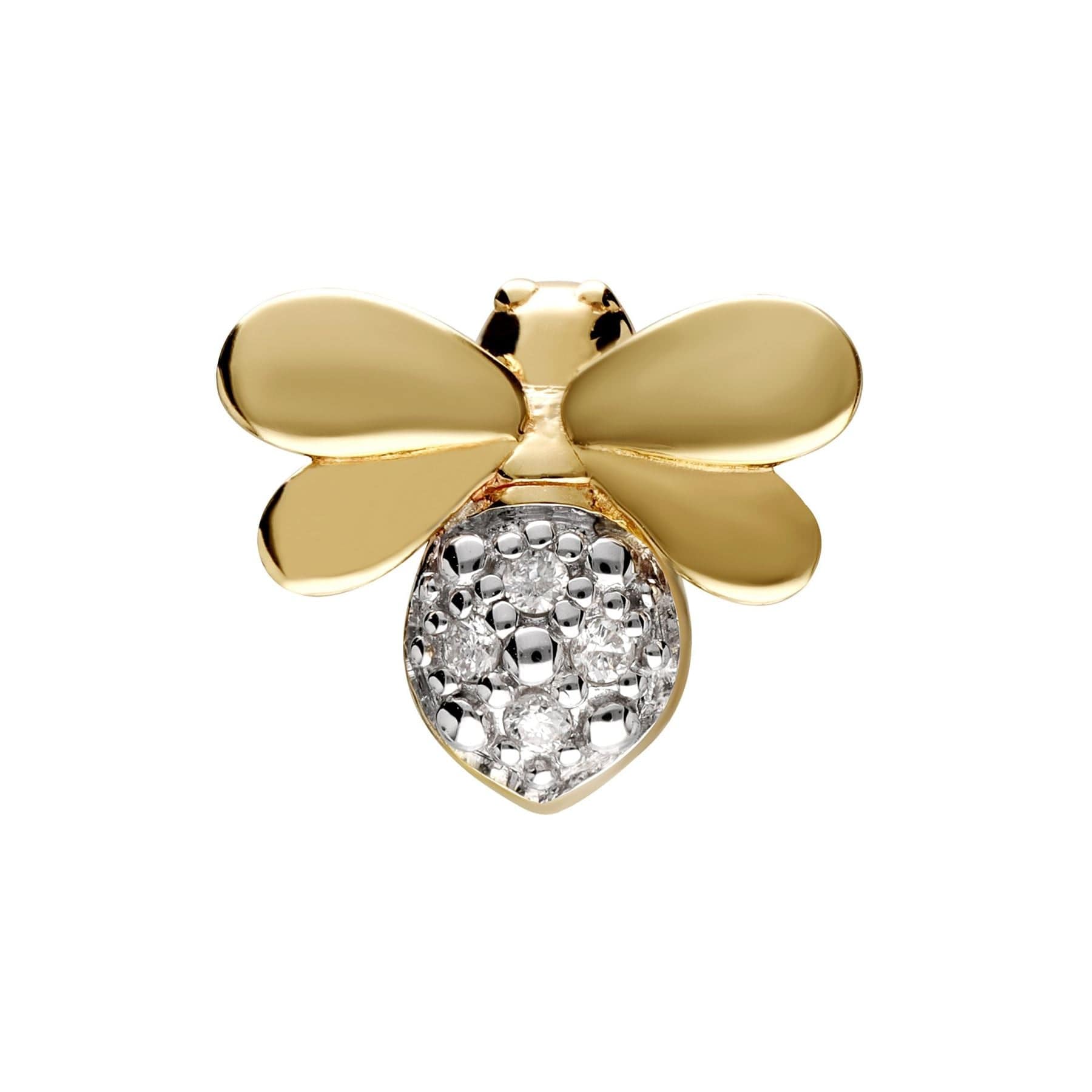 191T0001019 Honeycomb Inspired Diamond Bee Pin In 9ct Yellow Gold 1