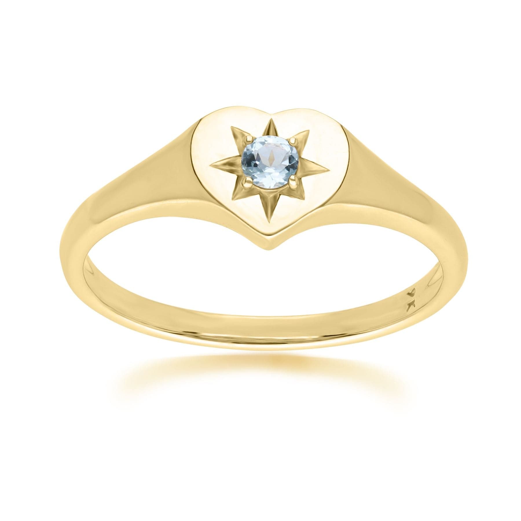 ECFEW™ 'The Liberator' Blue Topaz Heart Ring in 9ct Yellow Gold - Gemondo