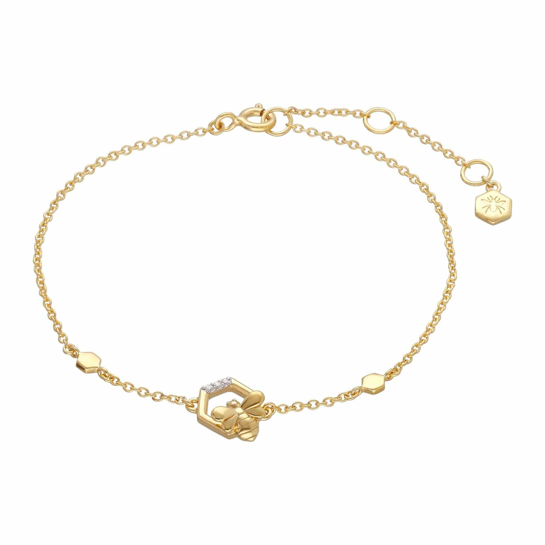 191L0160019 Honeycomb Inspired Bee Bracelet in 9ct Yellow Gold 1