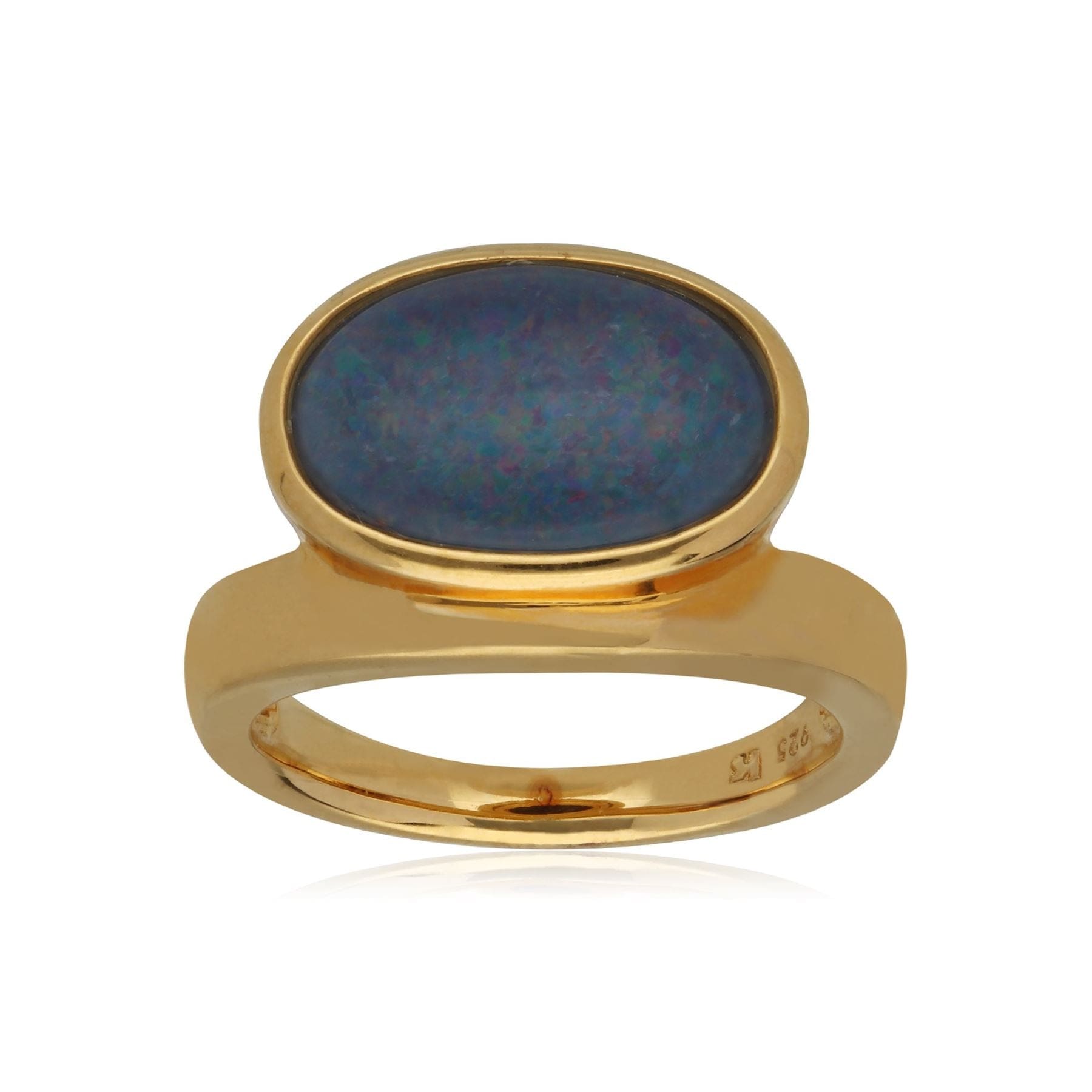 T0989R90W017 Kosmos Triplet Opal Cocktail Ring in Yellow Gold Plated Sterling Silver 1