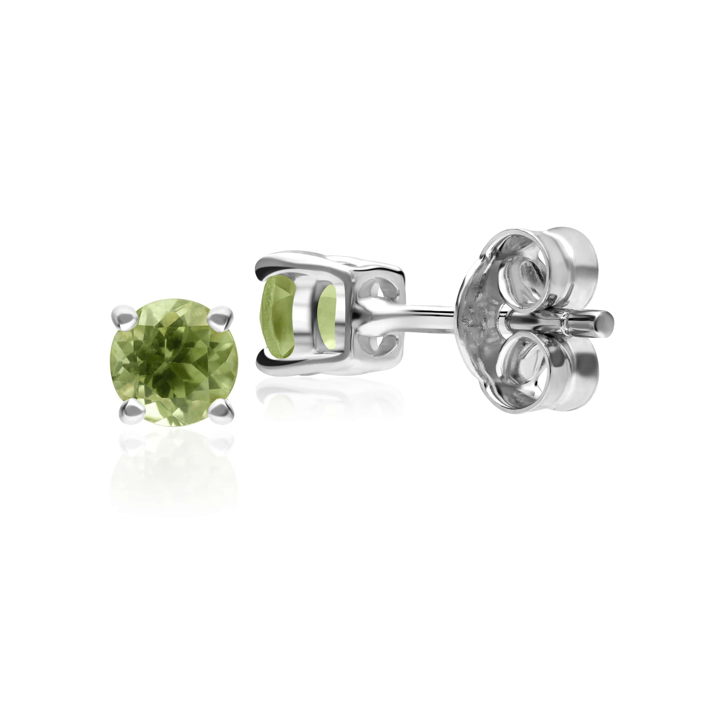 11614 Classic Round Peridot Stud Earrings in 9ct White Gold 2