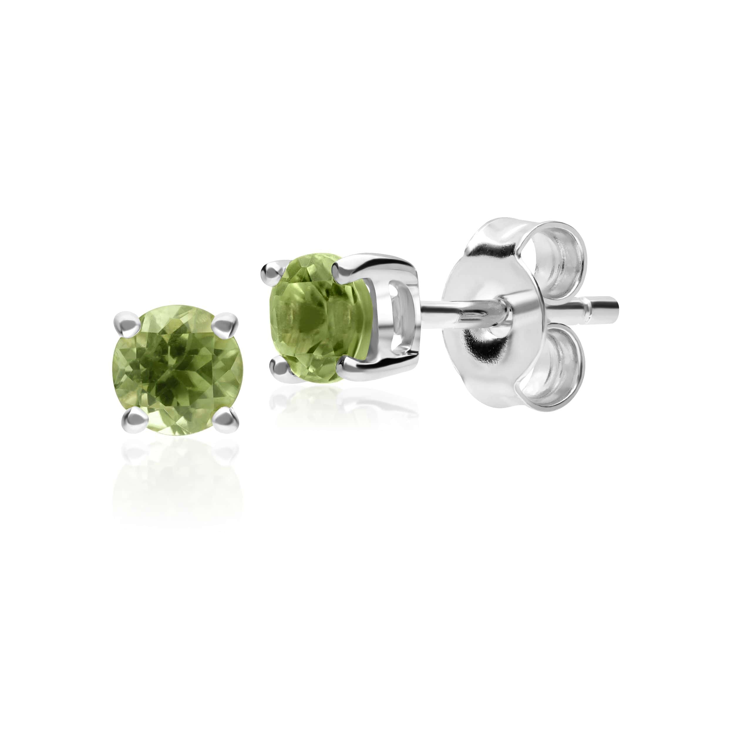 11614 Classic Round Peridot Stud Earrings in 9ct White Gold 1