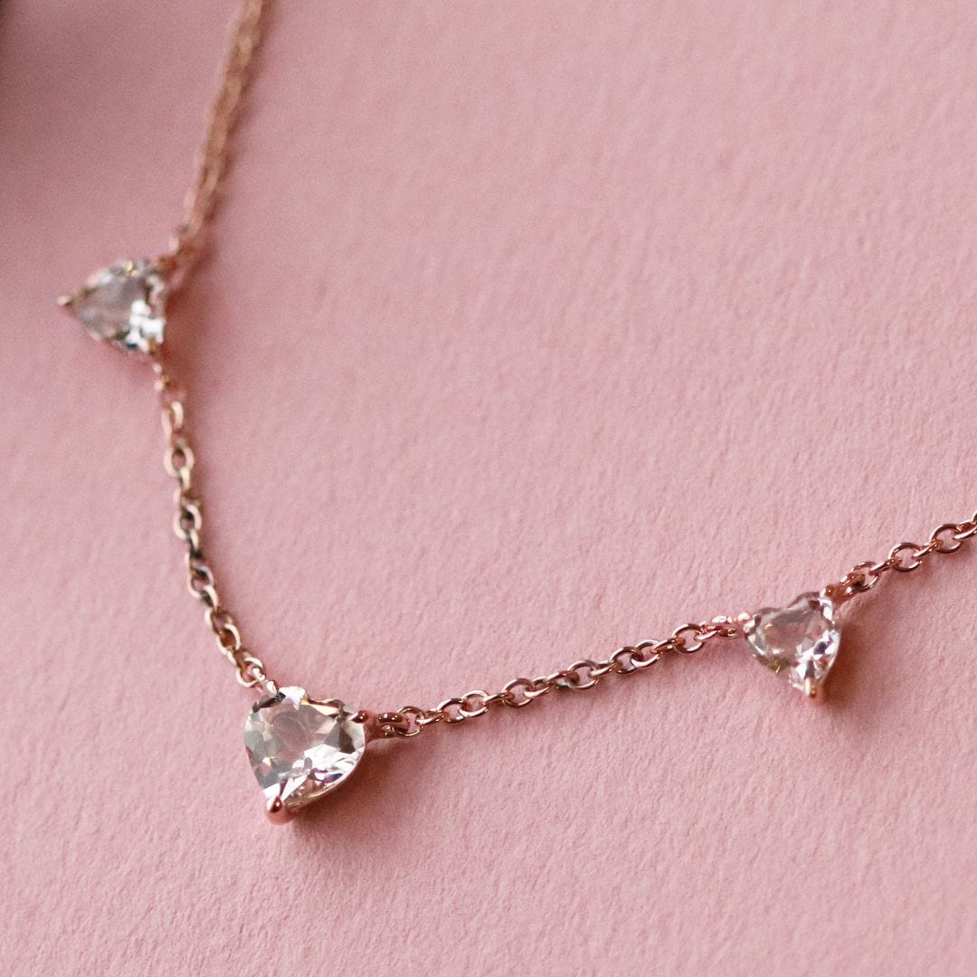 135N0395019 Morganite Heart Necklace in 9ct Rose Gold 4