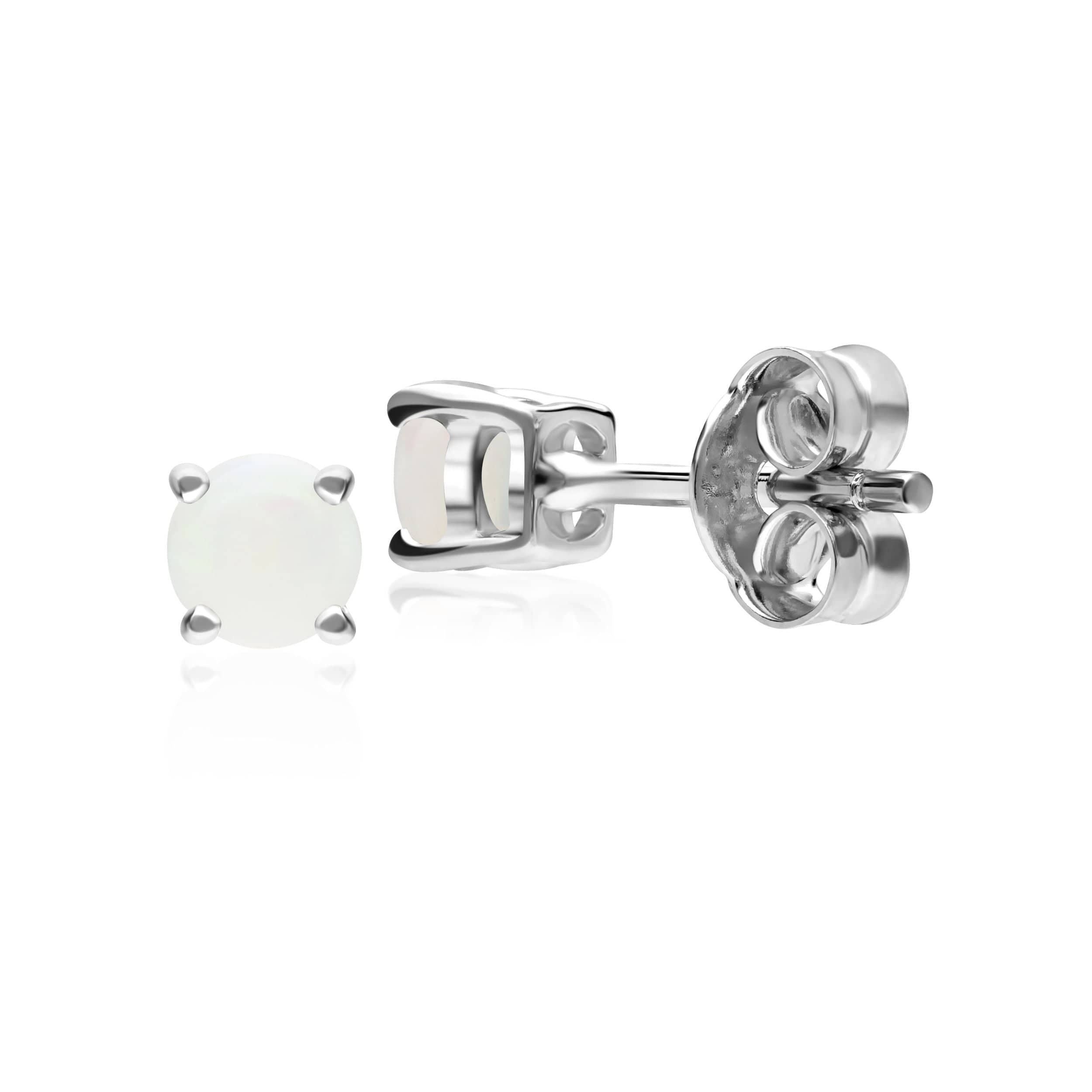 117E0031149 Classic Round Opal Stud Earrings in 9ct White Gold 2