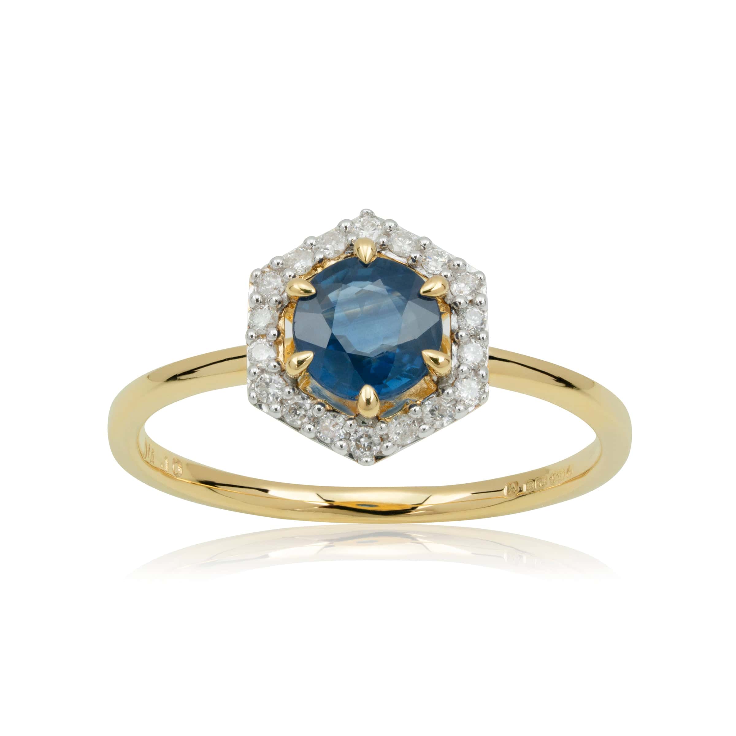 133R9486029 9ct Gold 0.92ct Sapphire & Diamond Halo Engagement Ring 4