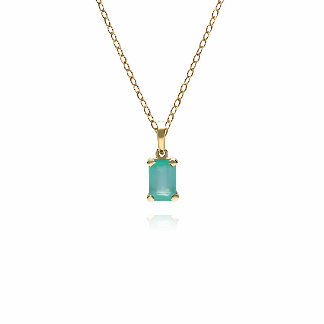 135P1571019 Classic Baguette Emerald Pendant in 9ct Yellow Gold 1