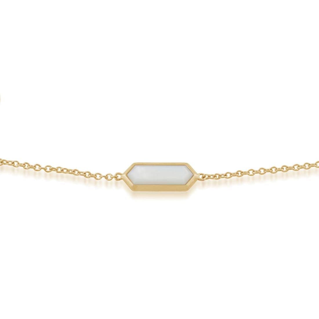 271L006403925 Geometric Hexagon Mother of Pearl Prism Bracelet in Gold Plated  Silver 1