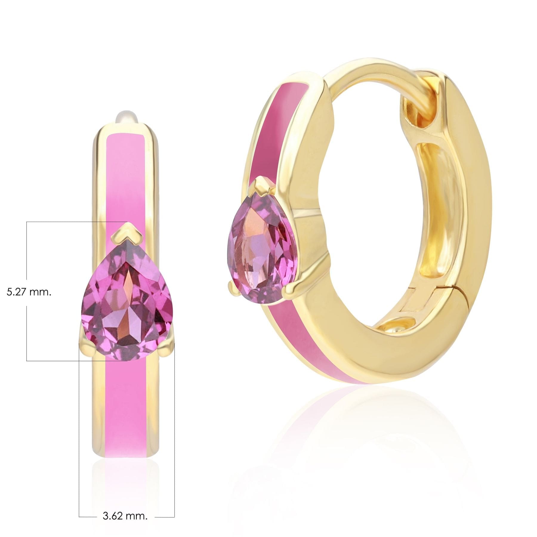 253E391601925 Siberian Waltz Pink Enamel & Rhodolite Hoop Earrings in Gold Plated Silver Dimensions