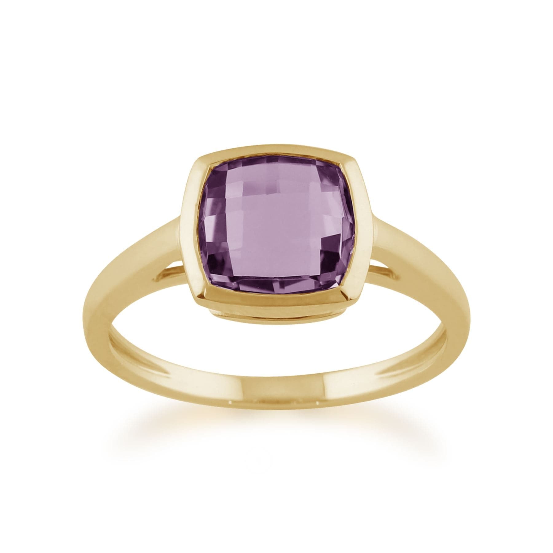 135R1215029 Square Checkerboard Amethyst 9ct Yellow Gold Ring 1