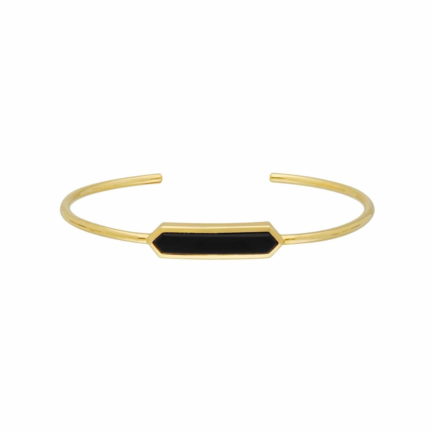 Geometric Prism Black Onyx Bangle in Gold Plated Sterling Silver