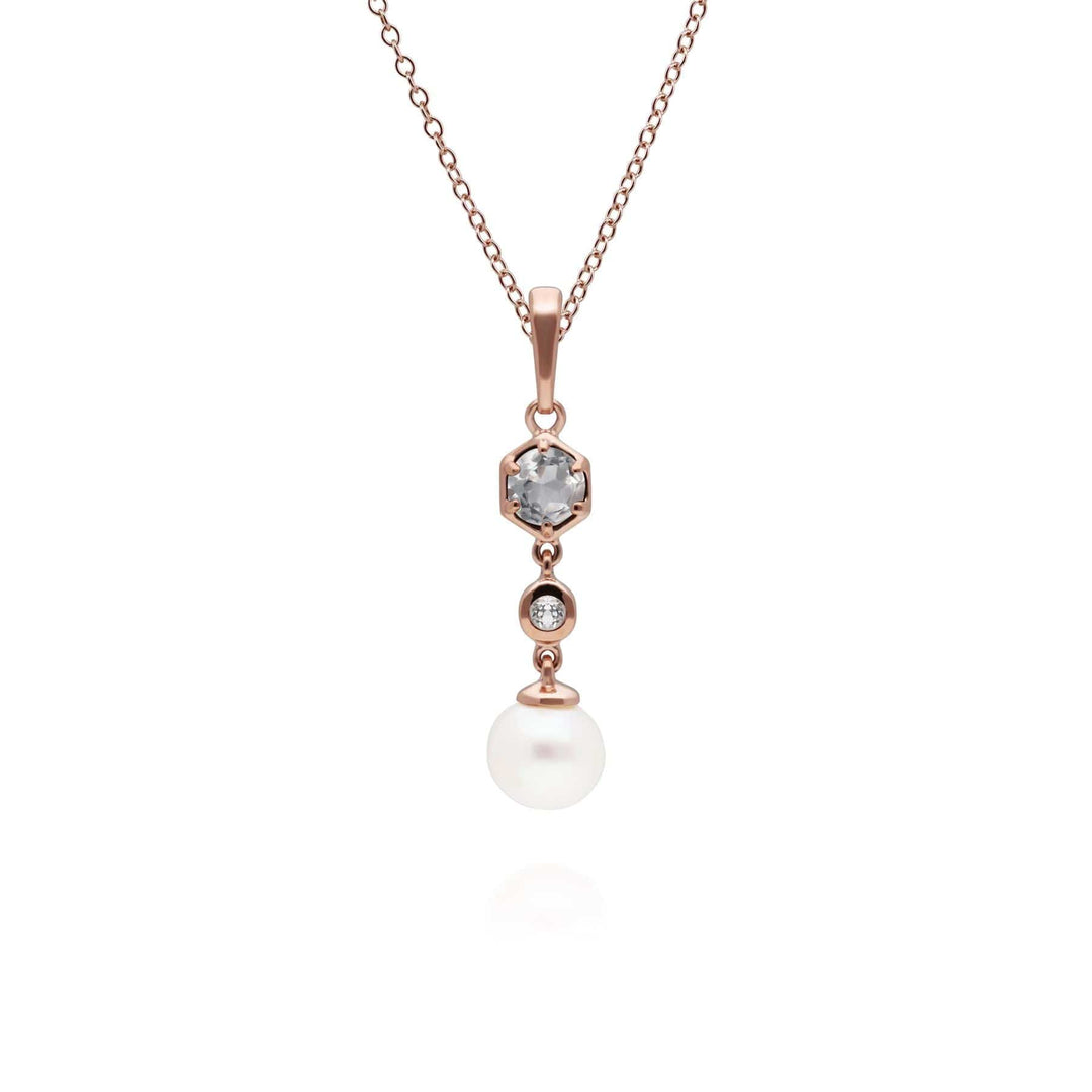 270P030309925 Modern Pearl & Topaz Drop Pendant in Gold Plated Silver 1