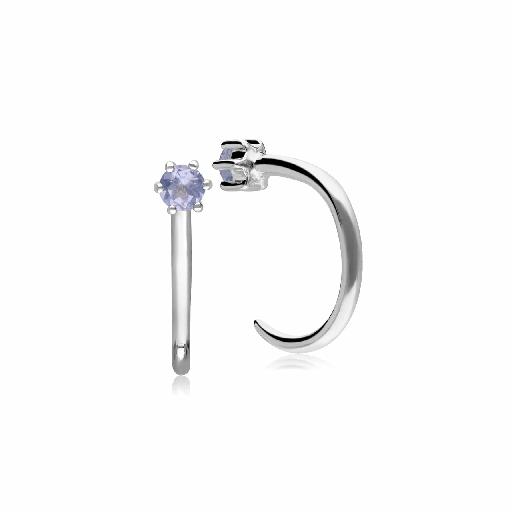 162E0284029 Tanzanite Pull Through Hoop Earrings in 9ct White Gold 2