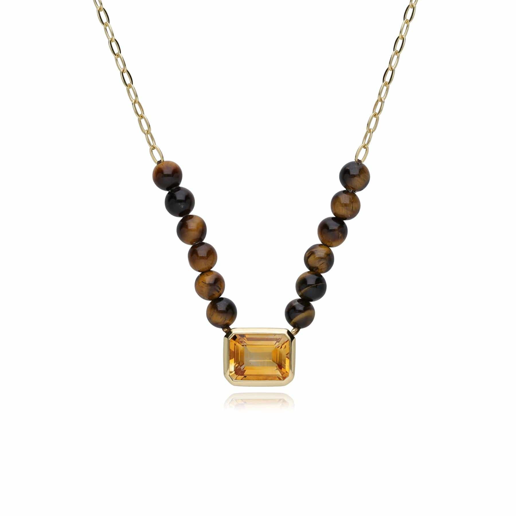 270N037801925 ECFEW™ Unifier Citrine & Tiger's Eye Chain Necklace In Sterling Silver 1