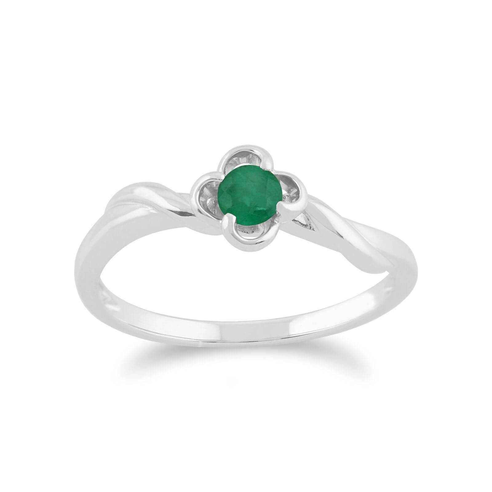 162R0134029 Gemondo 9ct White Gold 0.23ct Emerald Floral Ring 1