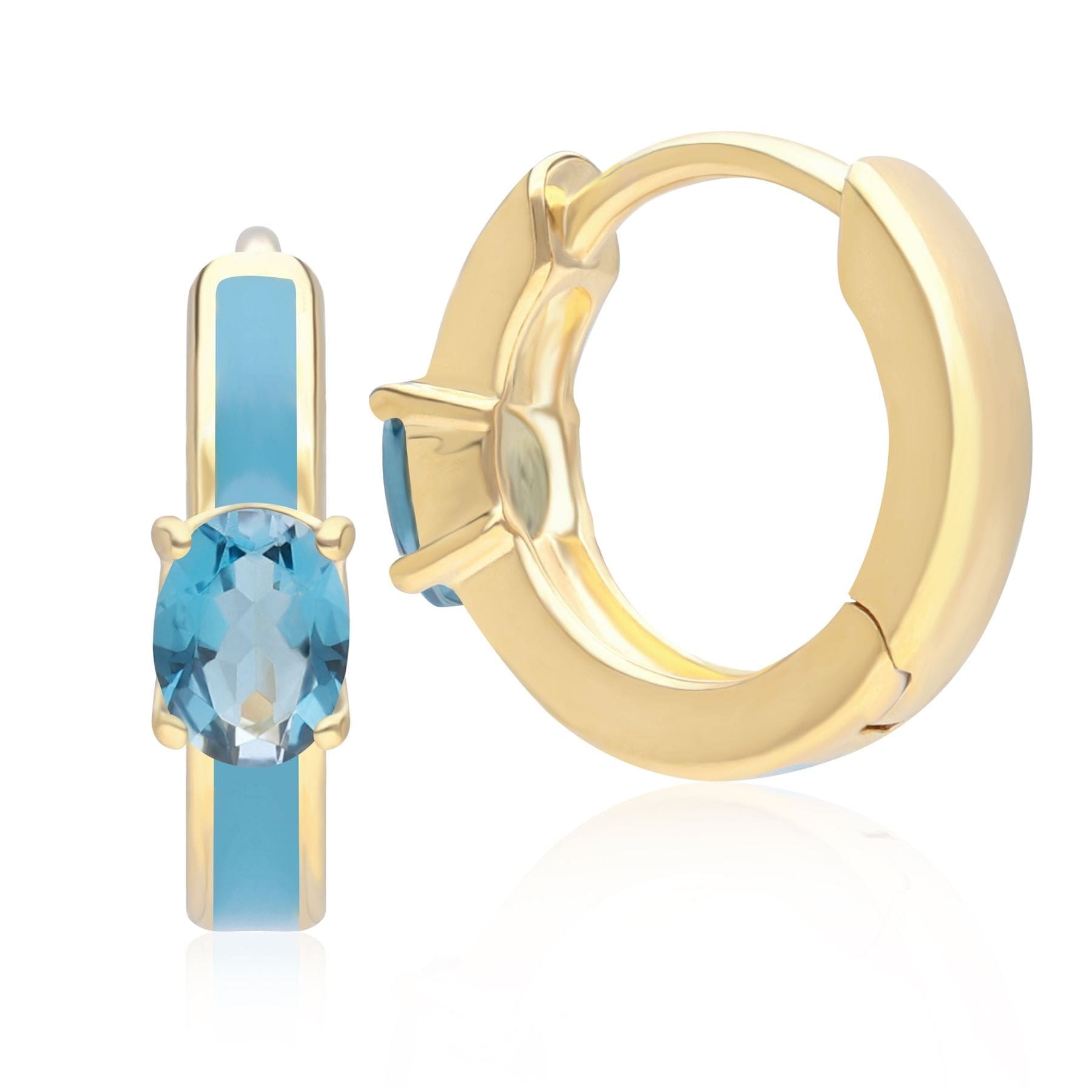 253E391701925 Siberian Waltz Blue Enamel & London Blue Topaz Hoop Earrings in Gold Plated Silver Side