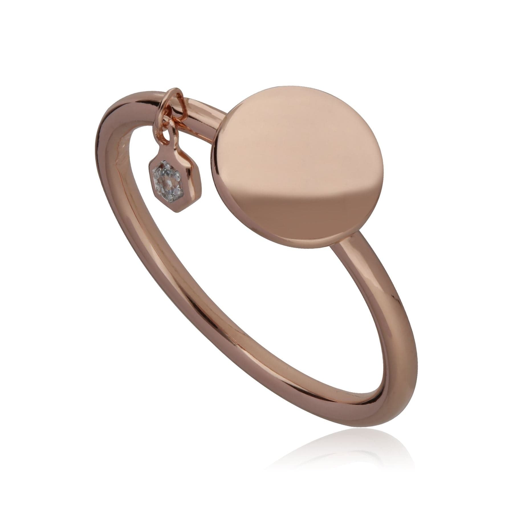 Topaz Engravable Ring in Rose Gold Plated Sterling Silver - Gemondo