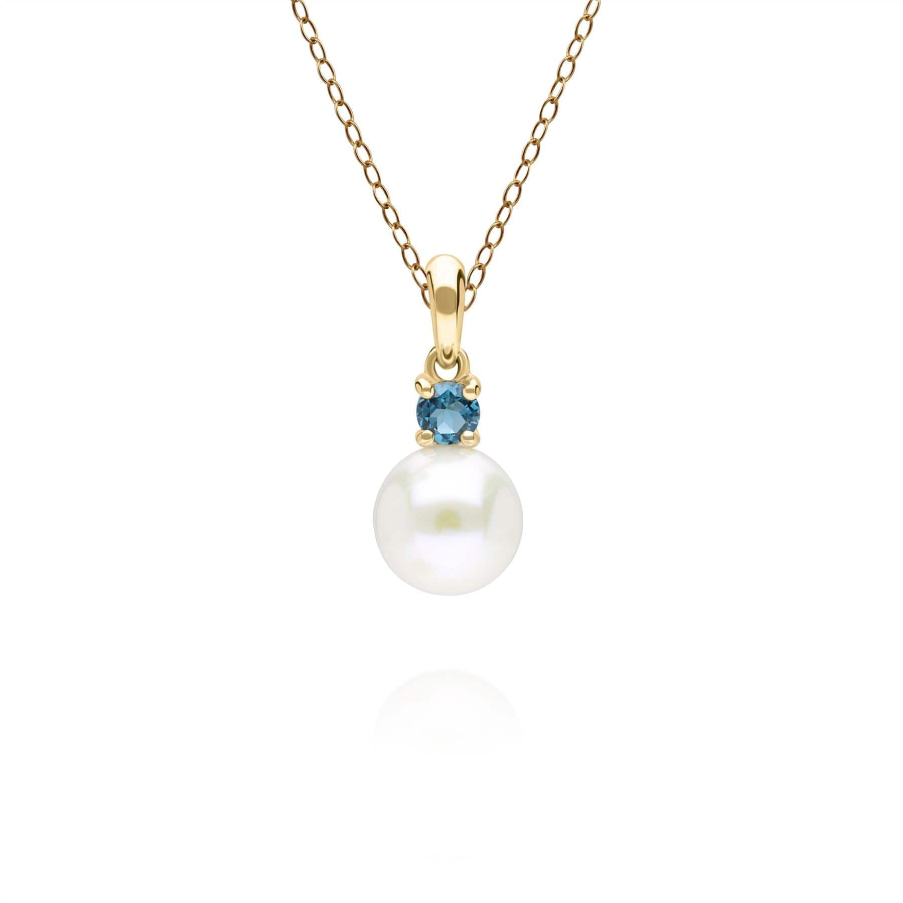 135P2100019 Modern Pearl & Topaz Pendant in 9ct Yellow Gold 1