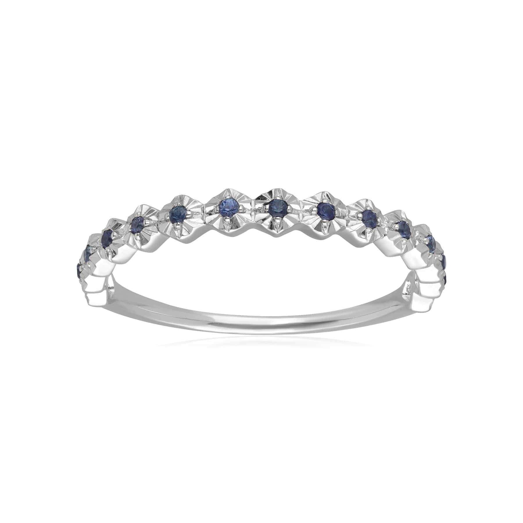 162R0405019 Half Eternity Sapphire Band Ring In 9ct White Gold 4