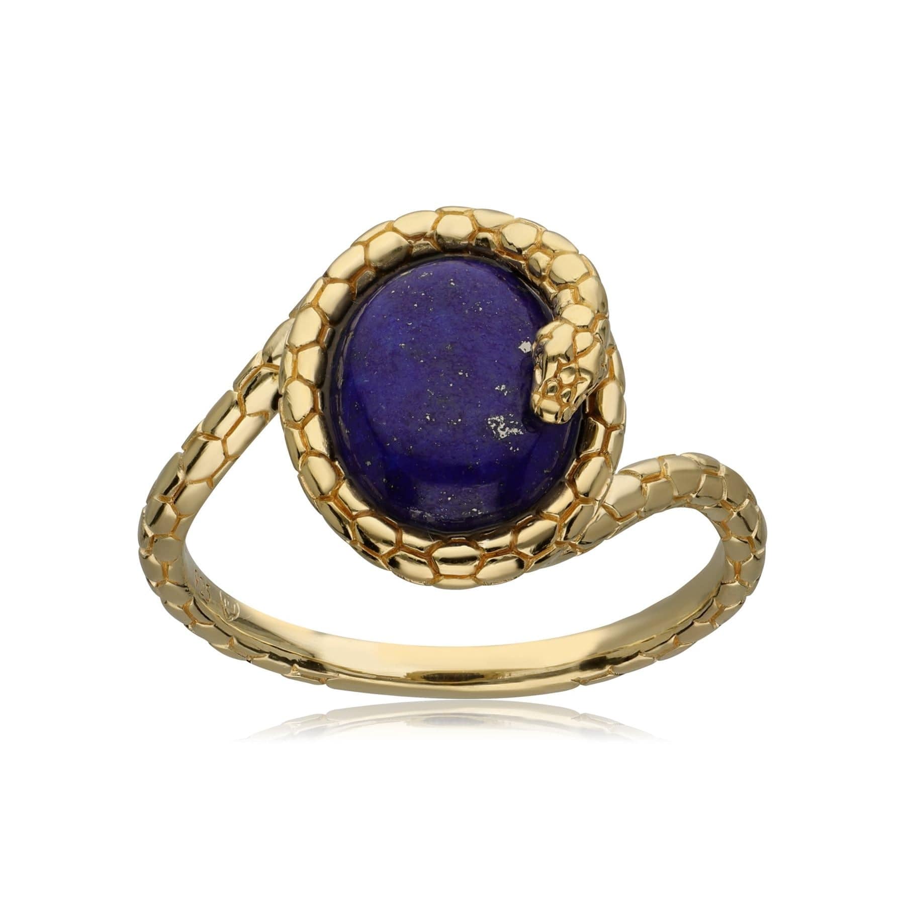 253R644803925 ECFEW™ Lapis Lazuli Winding Snake Ring In Yellow Gold Plated Silver 4