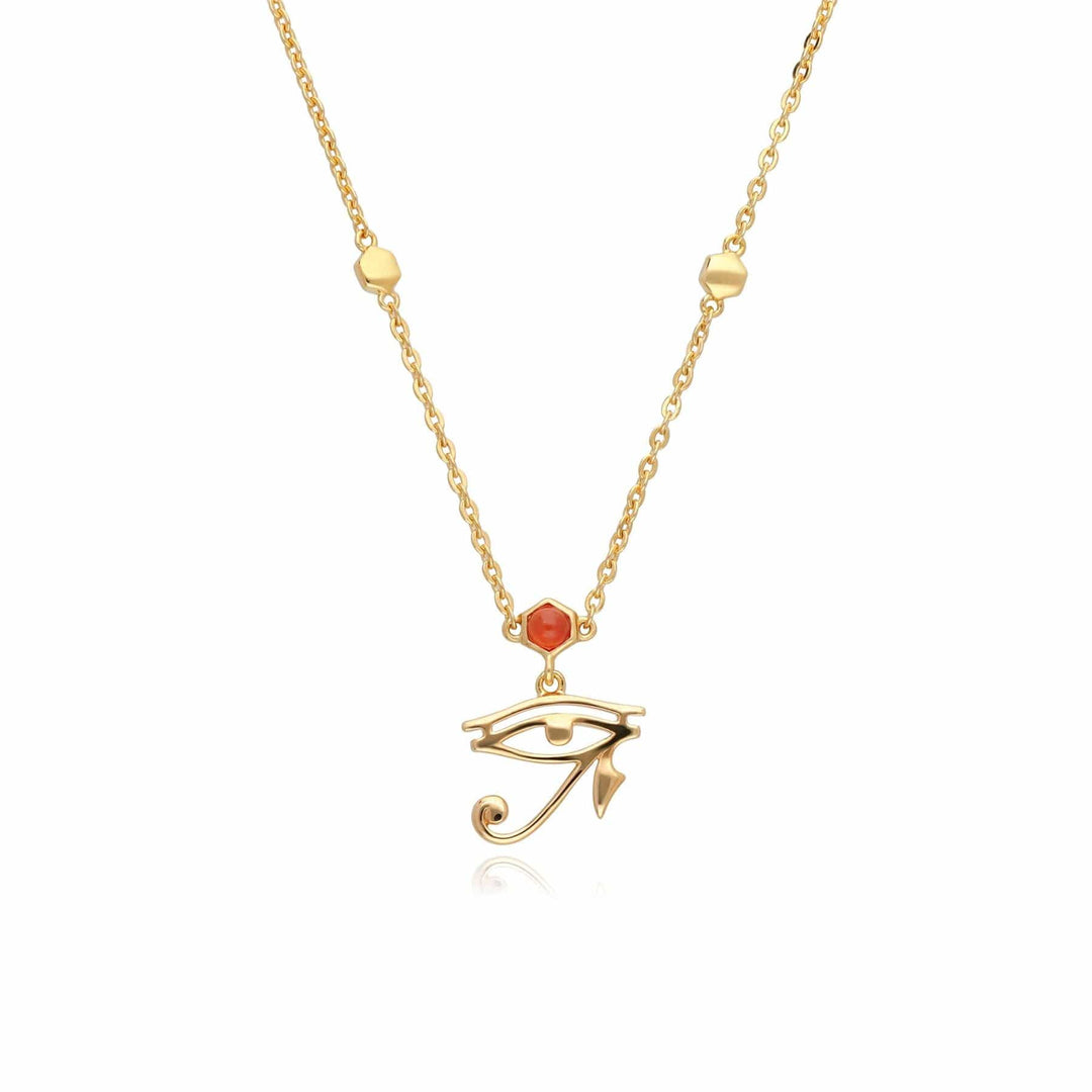 133N1035019 ECFEW™ Carnelian Eye of Ra Necklace In 9ct Yellow Gold 1