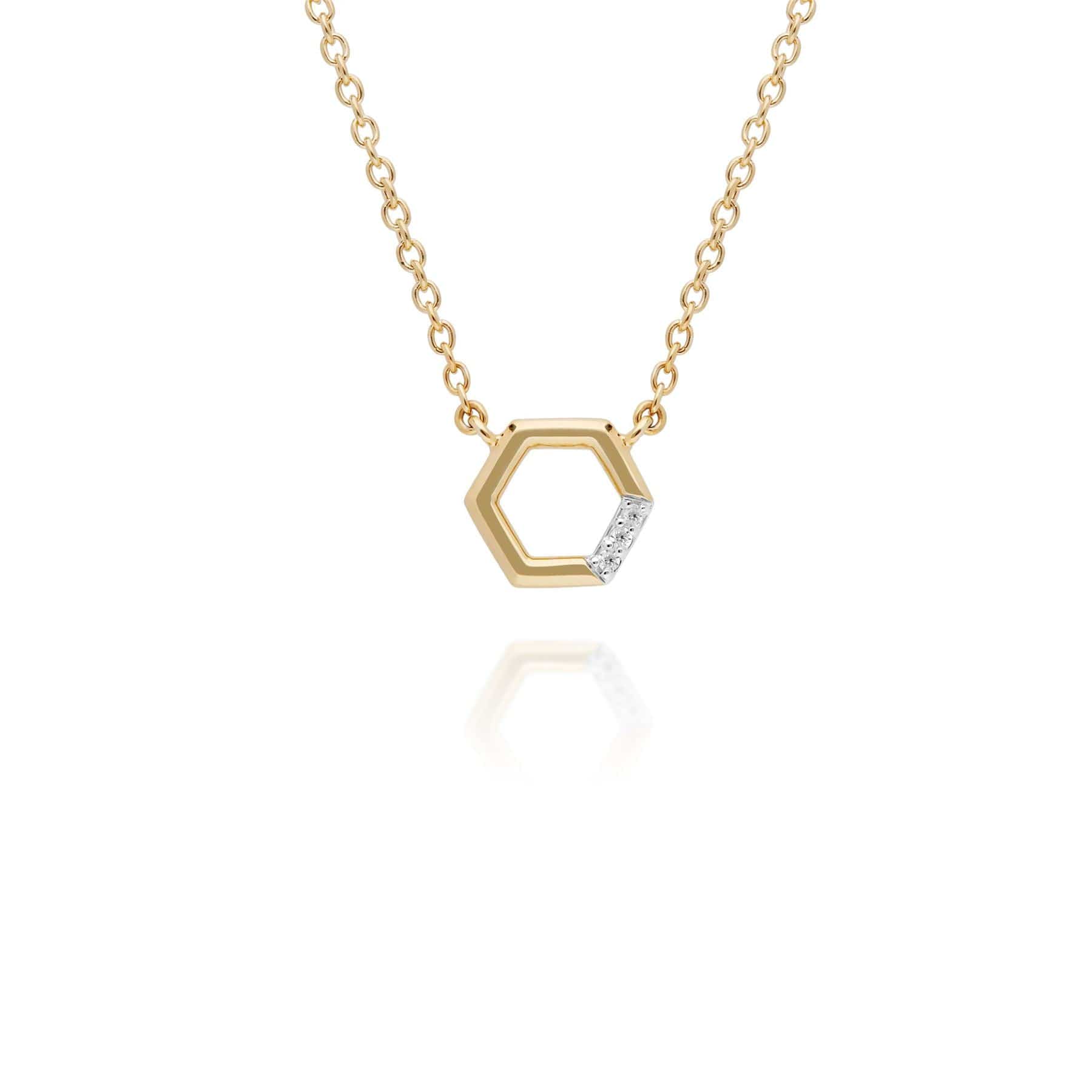 191N0226029 Diamond Hexagon Necklace in 9ct Yellow Gold 1