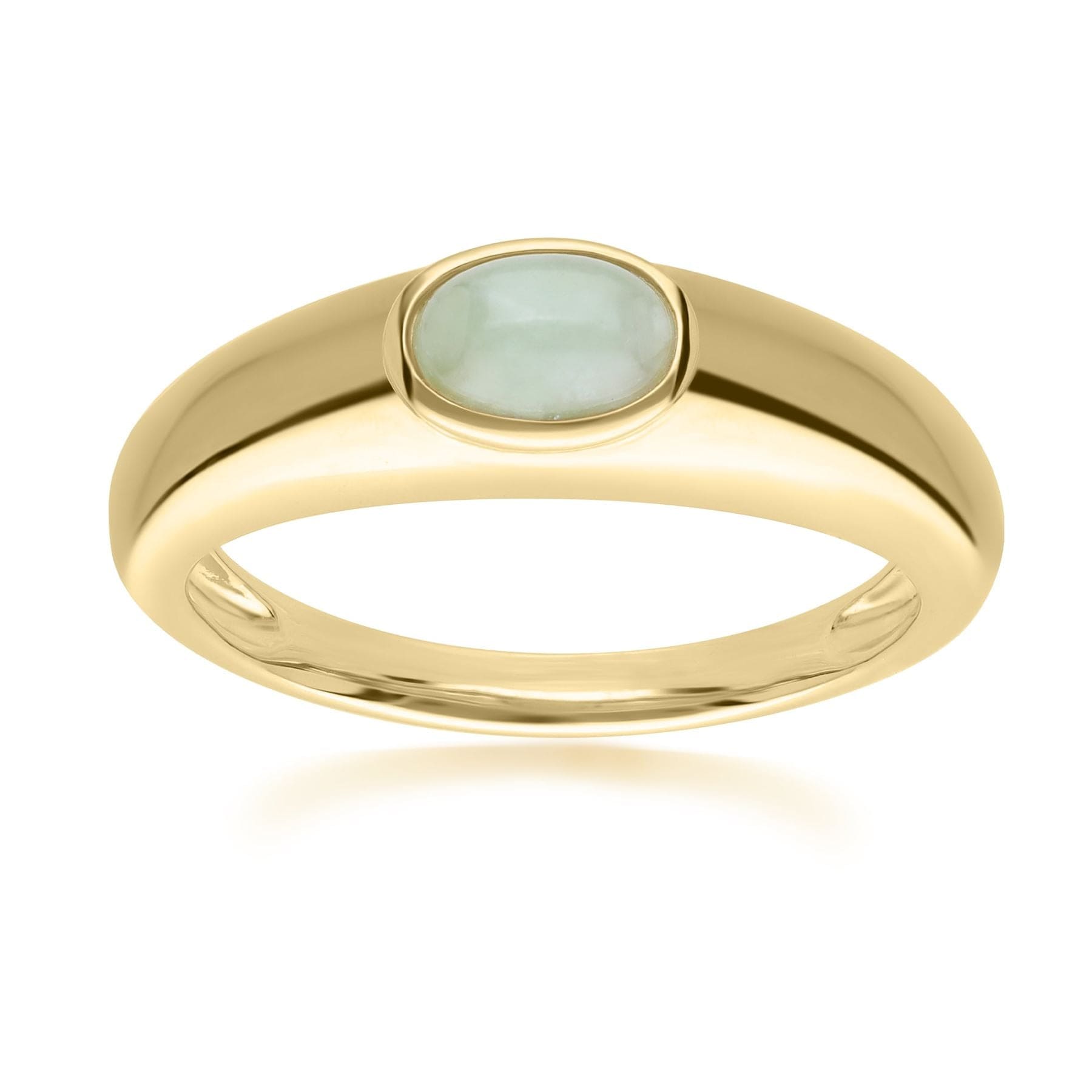 270R065202925 Modern Classic Oval Jade Green Ring in 18ct Gold Plated Silver 1
