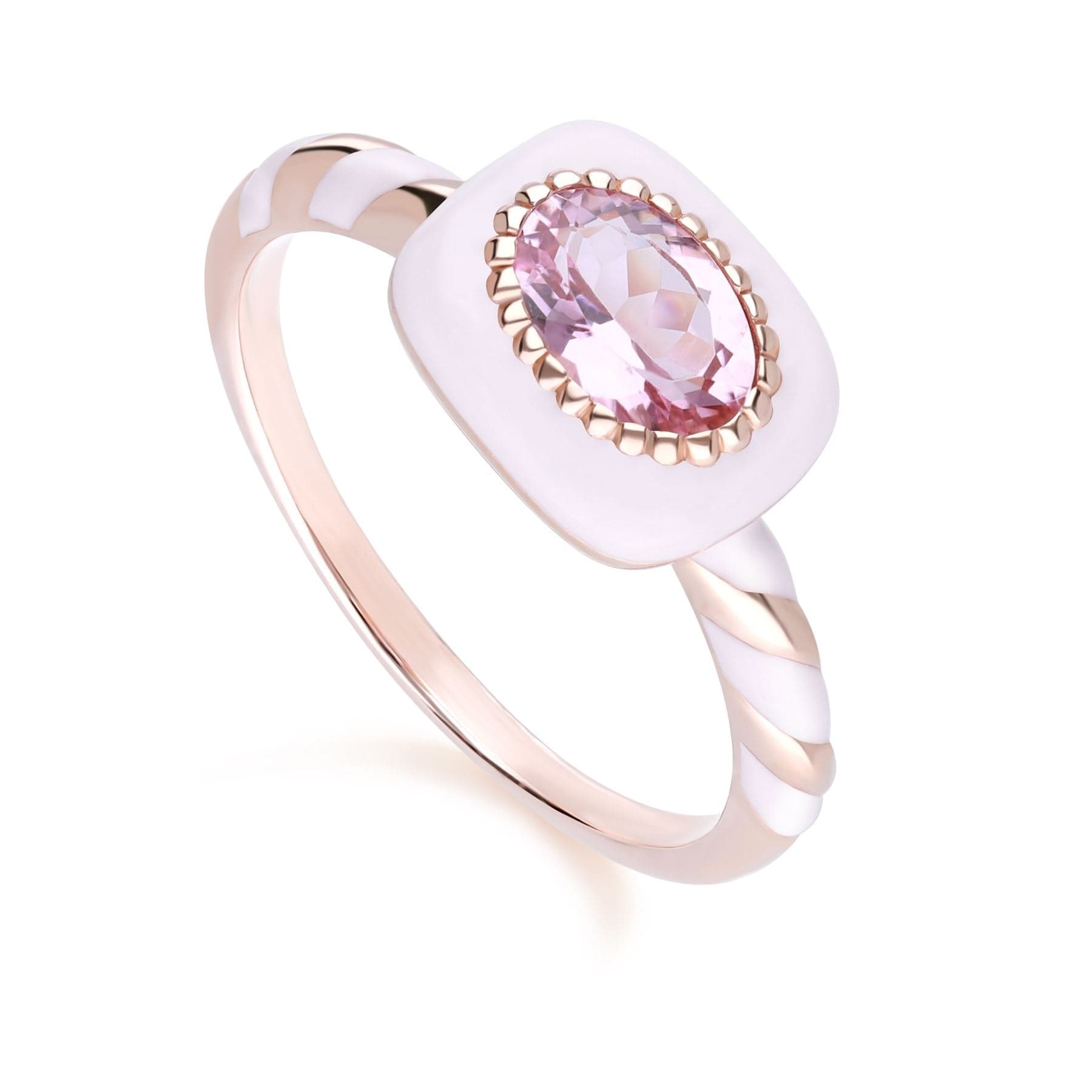 270R063101925 Siberian Waltz Enamel & Pink Tourmaline Ring In Rose Gold Plated Silver 4