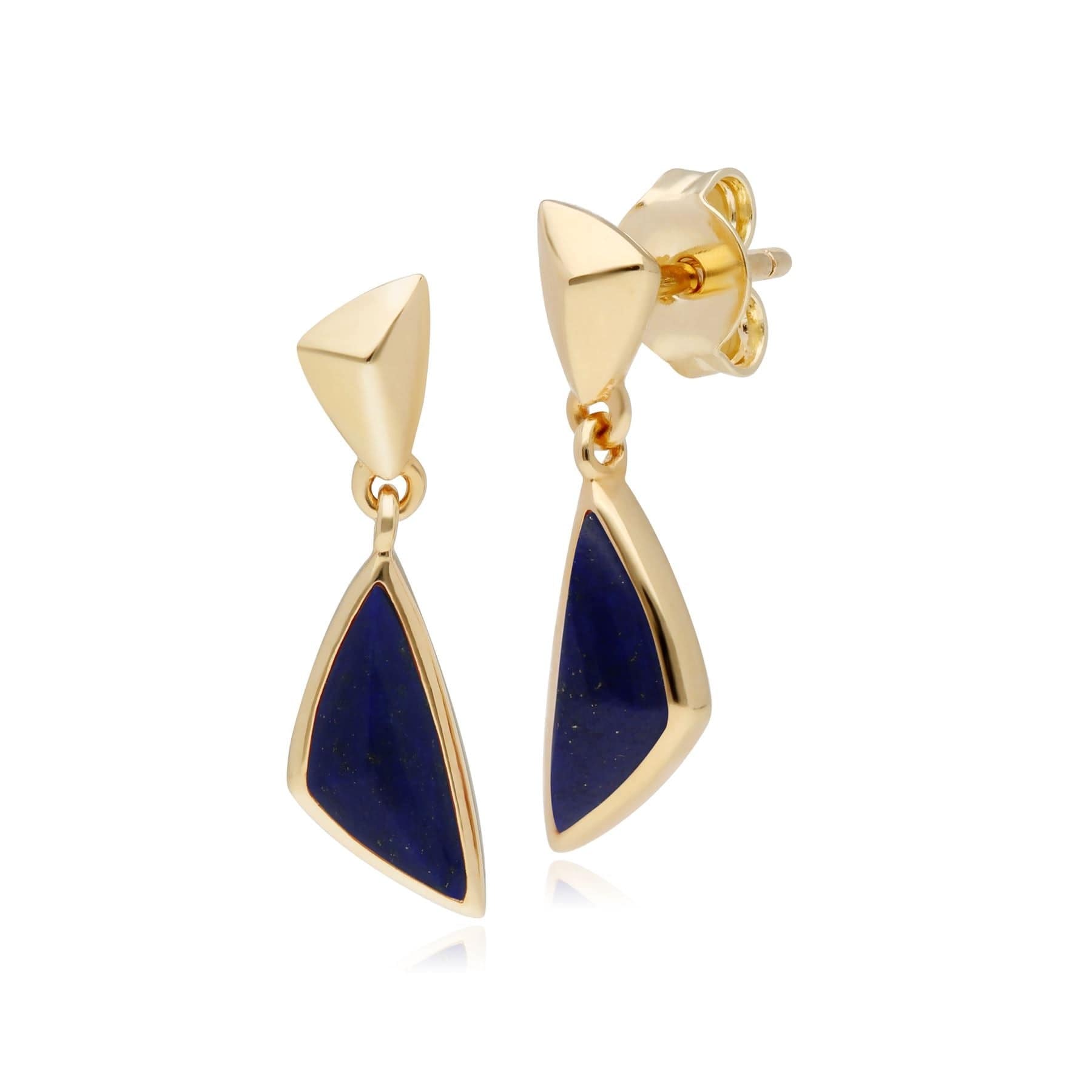 270E027703925 Micro Statement Lapis Lazuli Drop Earrings in Gold Plated Silver 1
