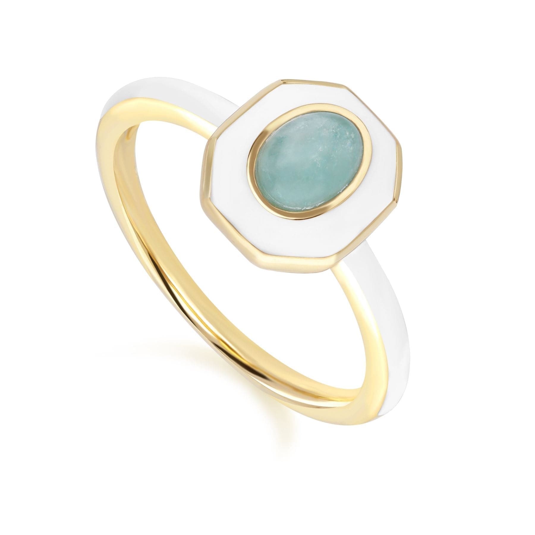 271R026001925 Siberian Waltz White Enamel & Amazonite Ring 1