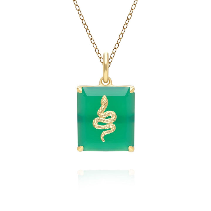 270P035001925 Grand Deco Green Chalcedony Snake Pendant in Gold Plated Sterling Silver Front