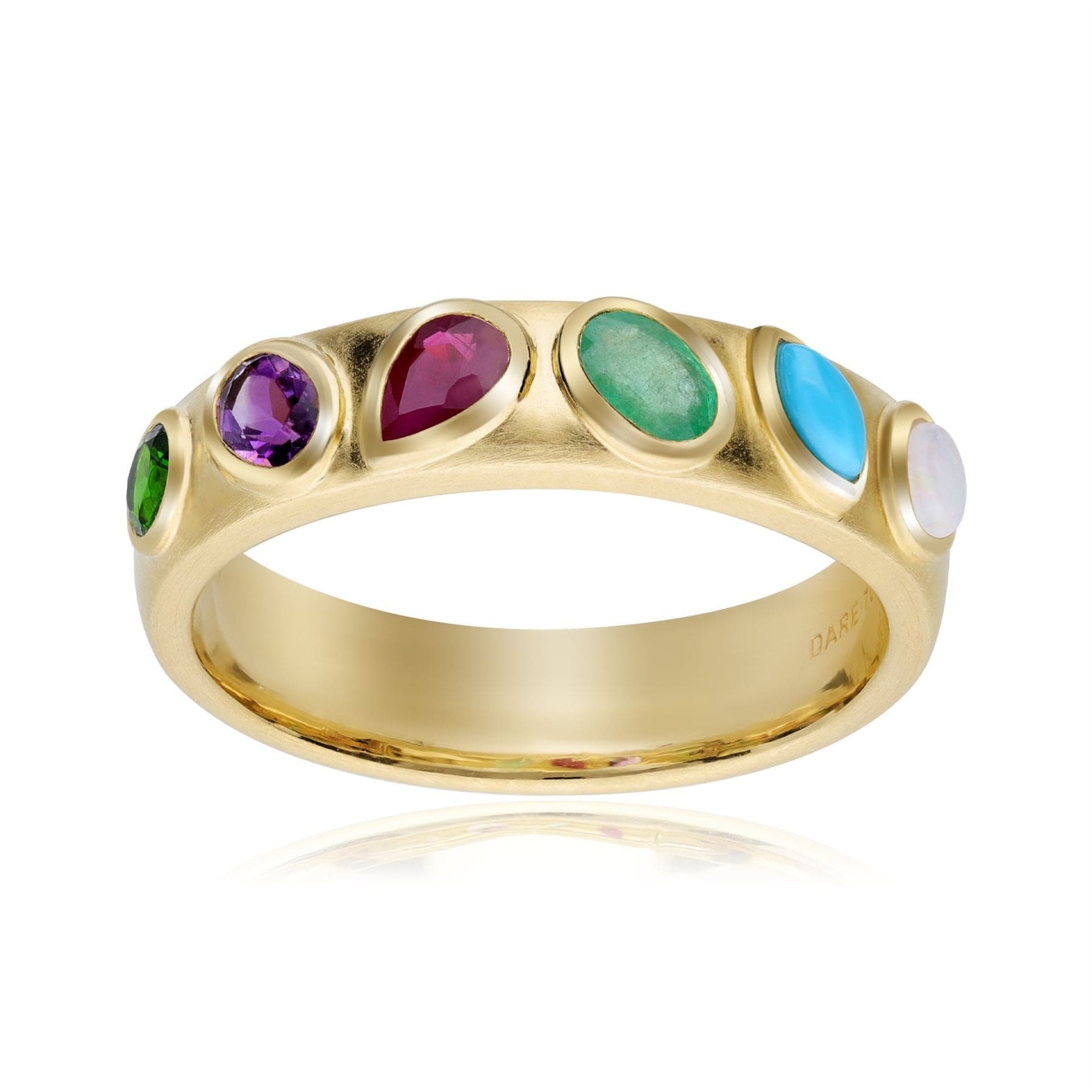 253R664101925 Coded Whispers 'Dare To' Acrostic Gemstone Ring In Yellow Gold Plated Silver 4