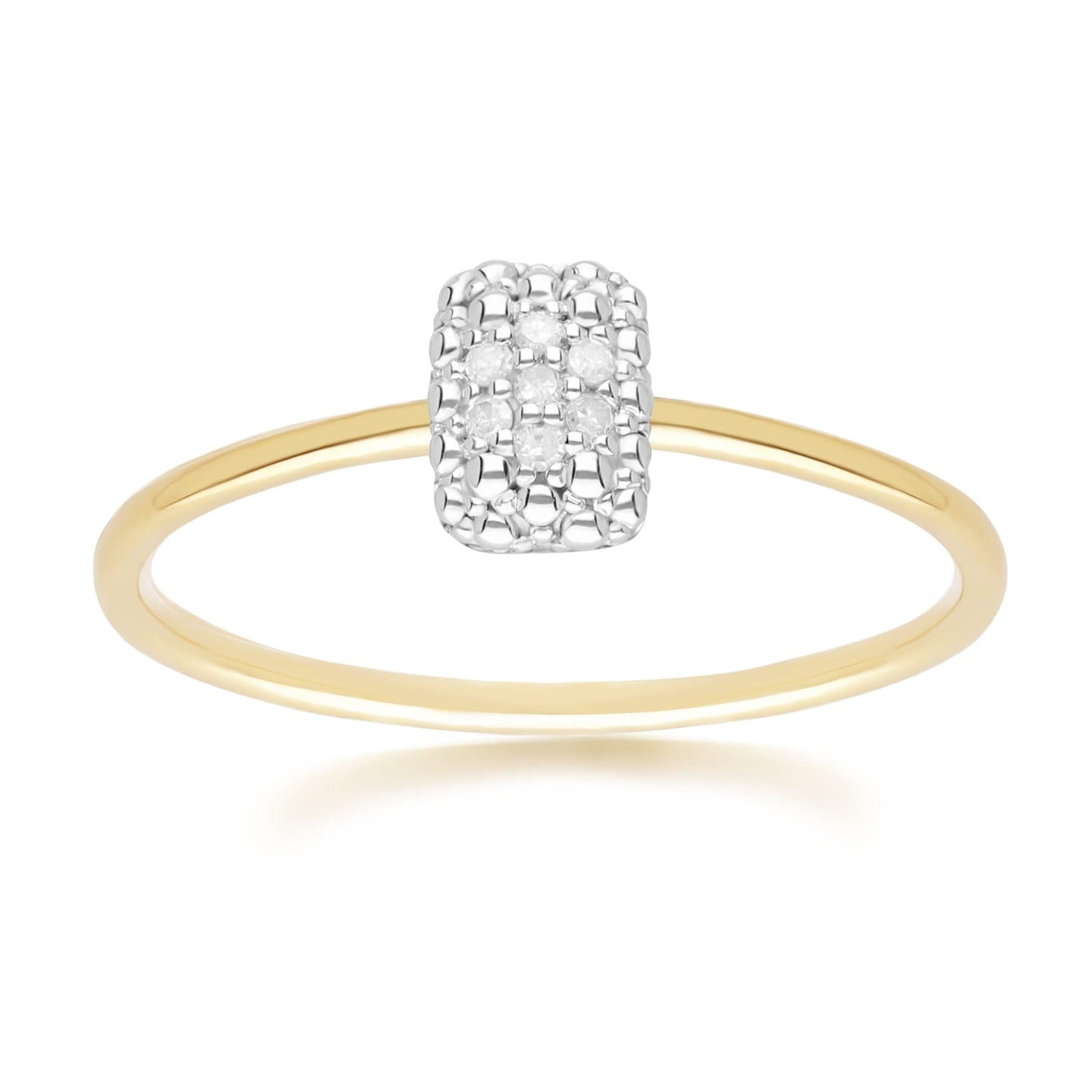191R0929019_ Diamond Pave Rectangle Ring 9ct Yellow Gold Front