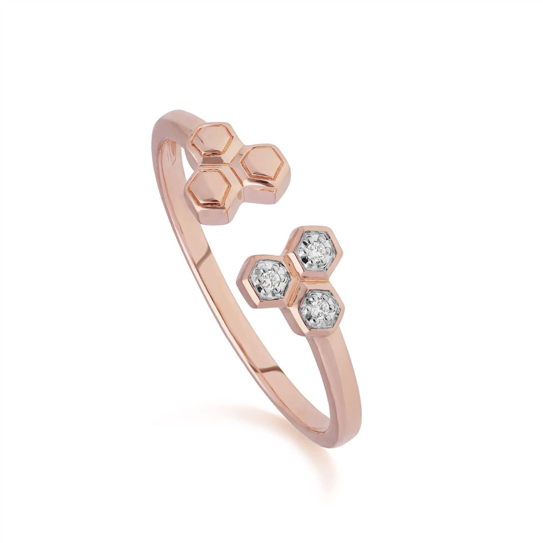 191E0394029-191R0901029 Diamond Trilogy Ring & Stud Earring Set in 9ct Rose Gold 2