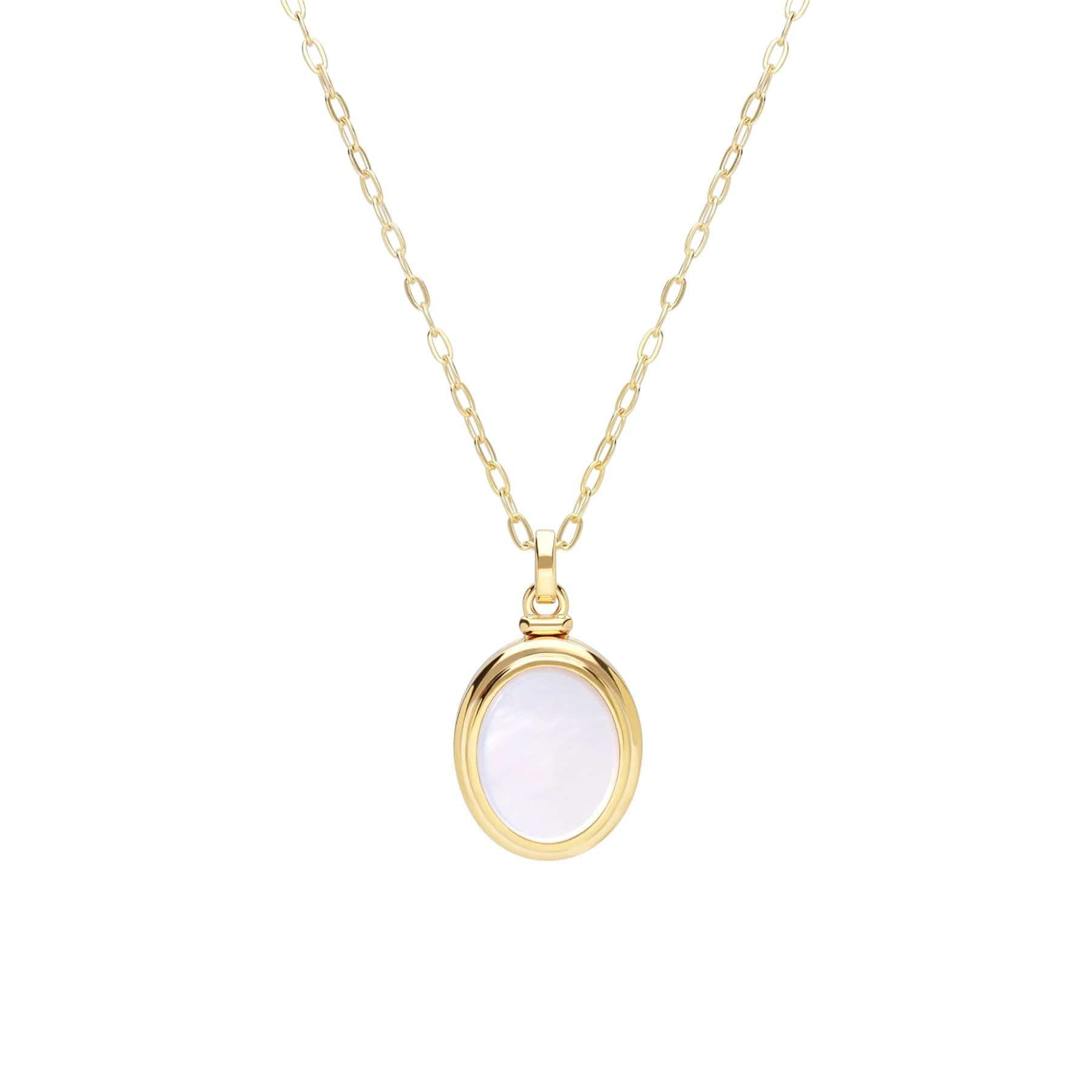270N038301925 Bona Fide Mother of Pearl Oval Locket In Yellow Gold Plated Silver 1