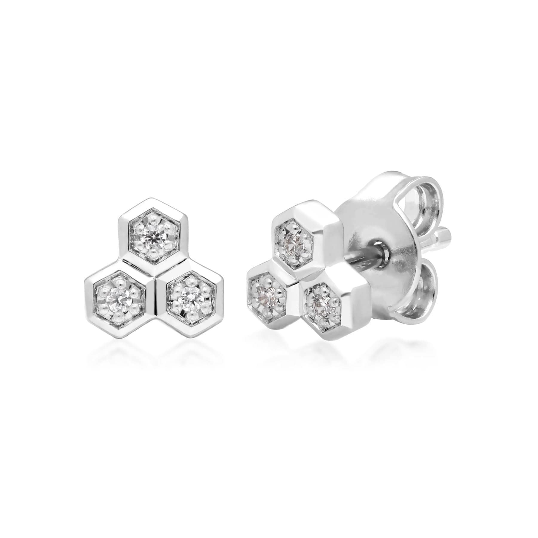 162E0272019-162R0393019 Diamond Trilogy Ring & Stud Earring Set in 9ct White Gold 2