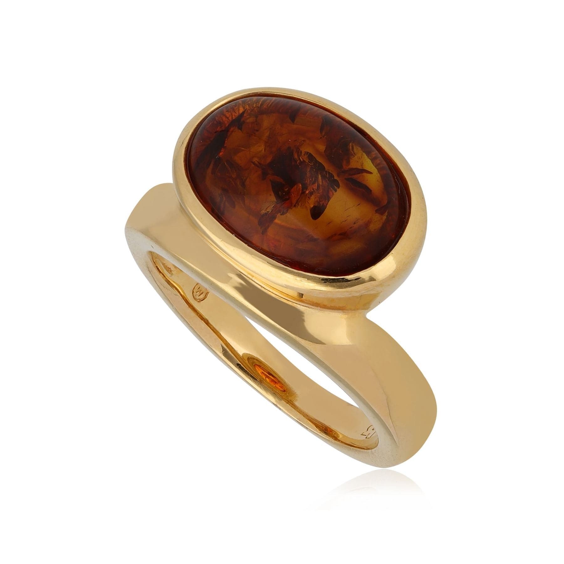 T1050R902317 Kosmos Amber Cocktail Ring in Gold Plated Sterling Silver 1