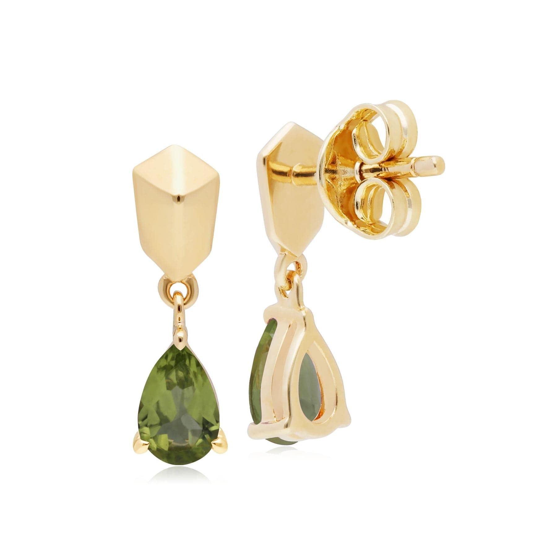 270E028505925 Micro Statement Peridot Earrings in Gold Plated  Silver 2