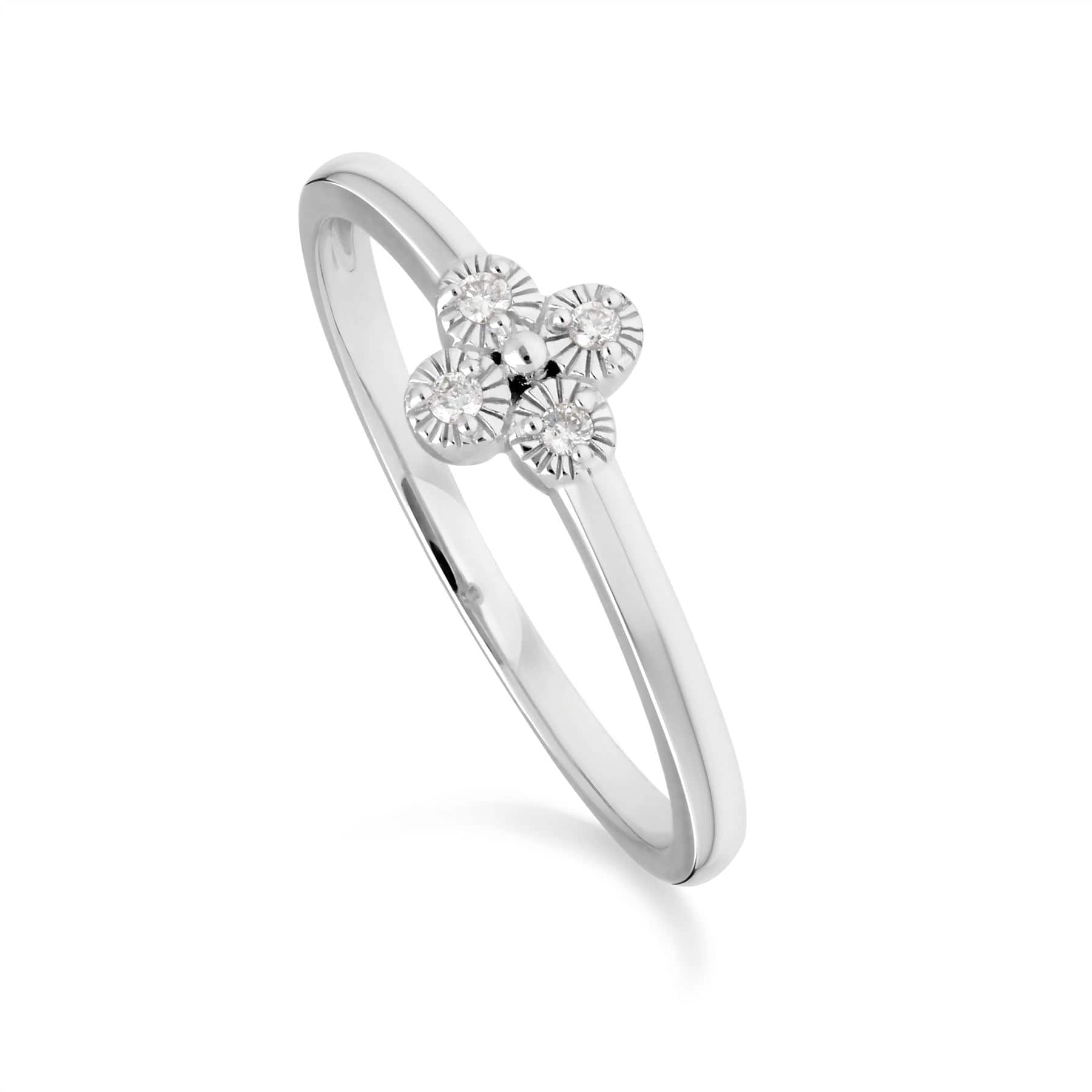 162R0398019 Diamond Flowers Ring in 9ct White Gold 1