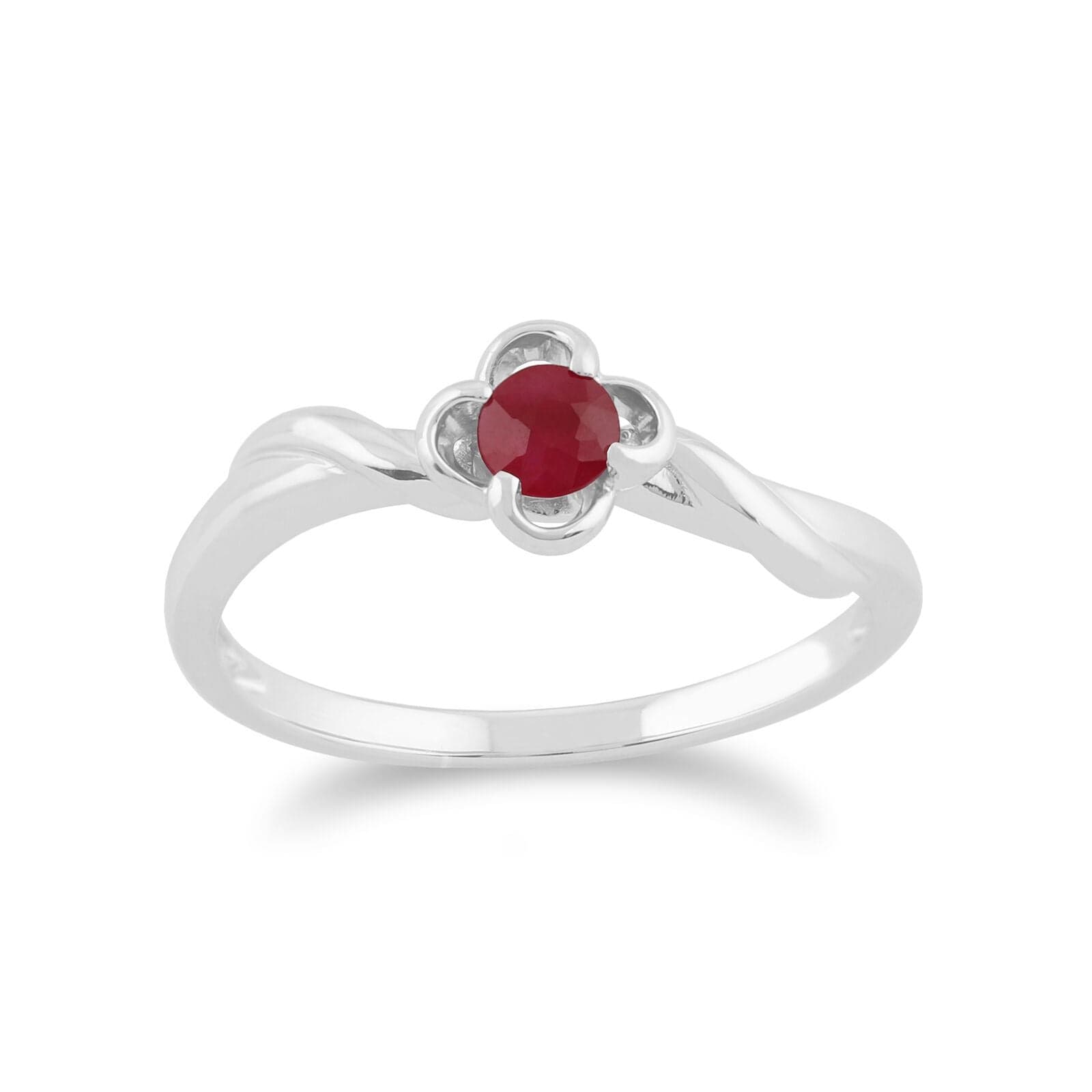 162R0134039 Gemondo 9ct White Gold 0.27ct Ruby Floral Ring 1