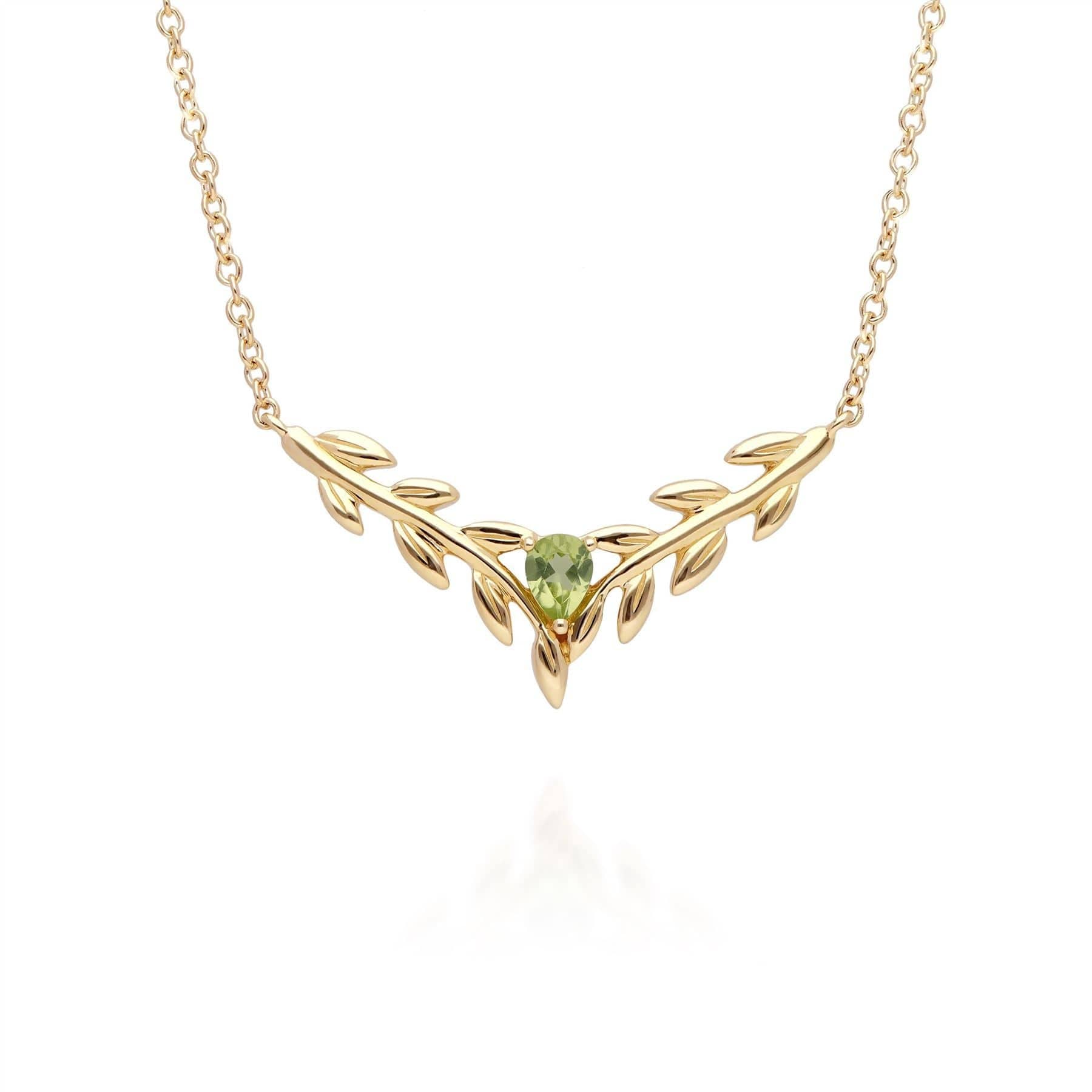 135N0366019-135R1914019 O Leaf Peridot Necklace & Ring Set in 9ct Yellow Gold 2