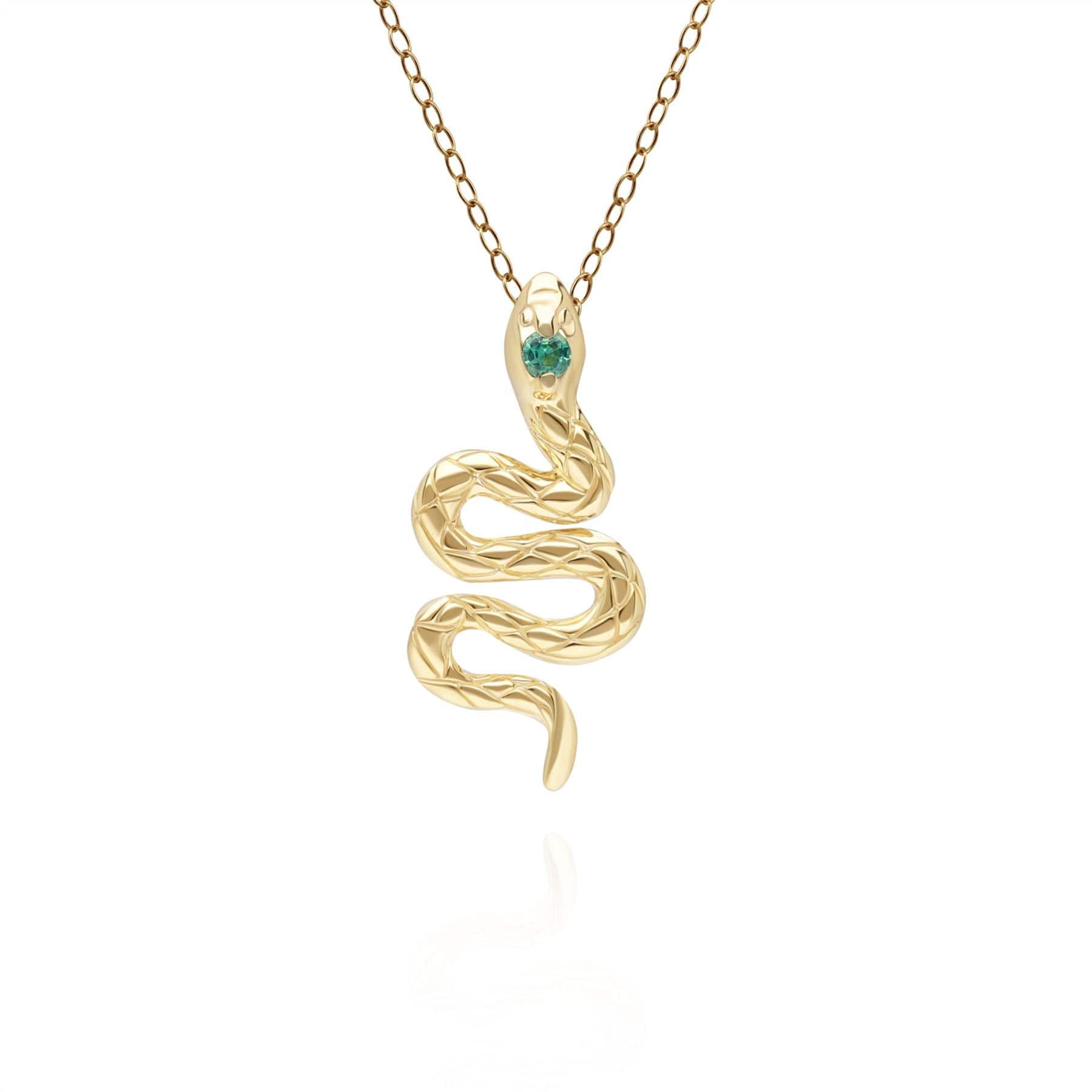 ECFEW™ Emerald Snake Wrap Pendant in 9ct Yellow Gold - Gemondo