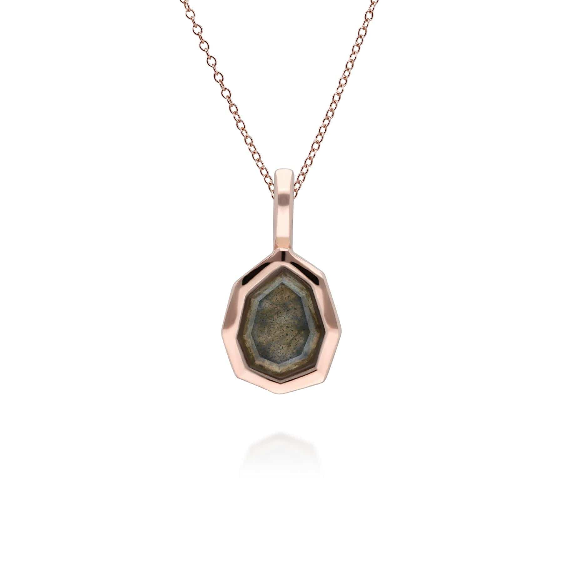 271P017702925 Irregular B Gem Labradorite Pendant in Rose Gold Plated Sterling Silver 1