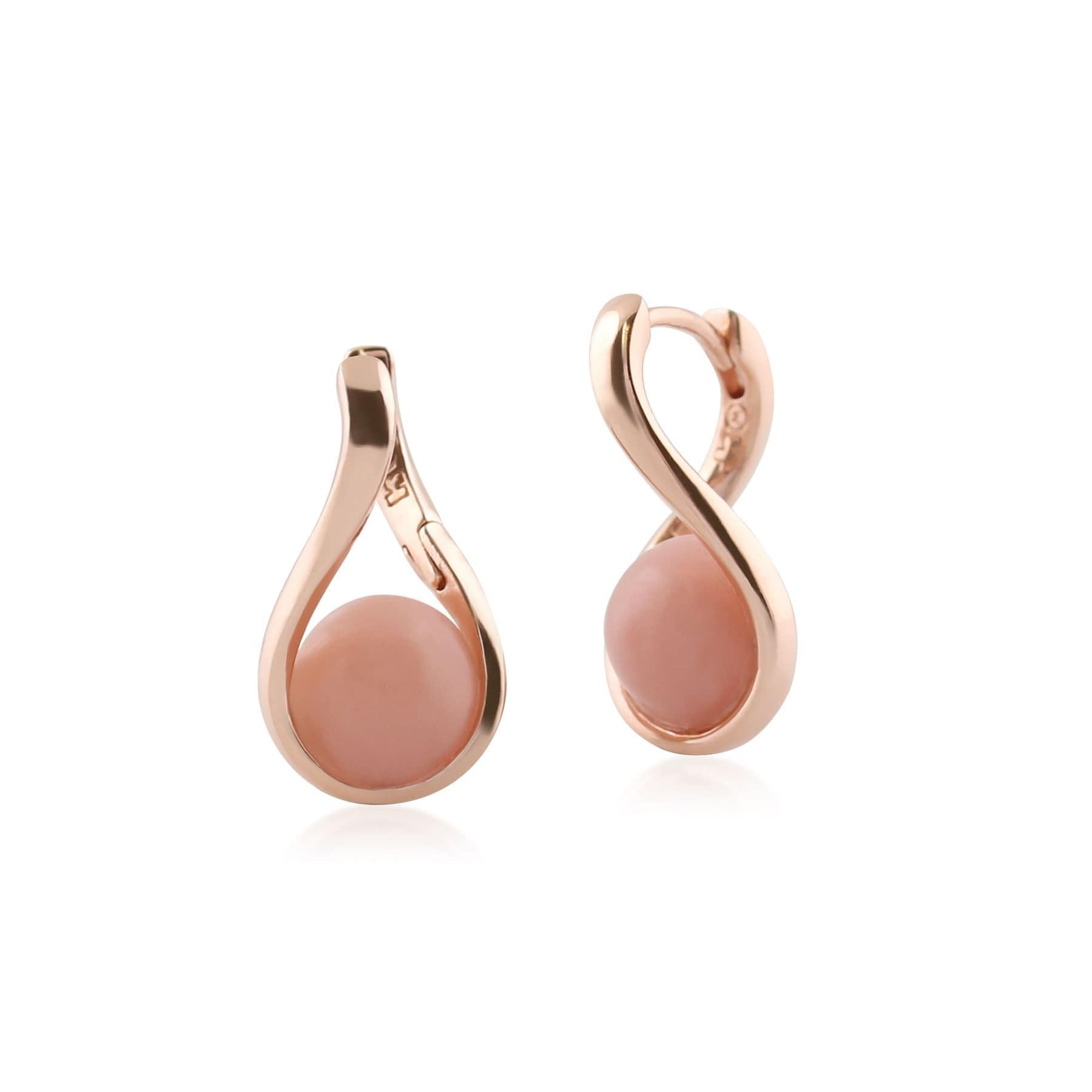 Kosmos Pink Opal Orb Earrings in Rose Gold Plated Sterling Silver - Gemondo