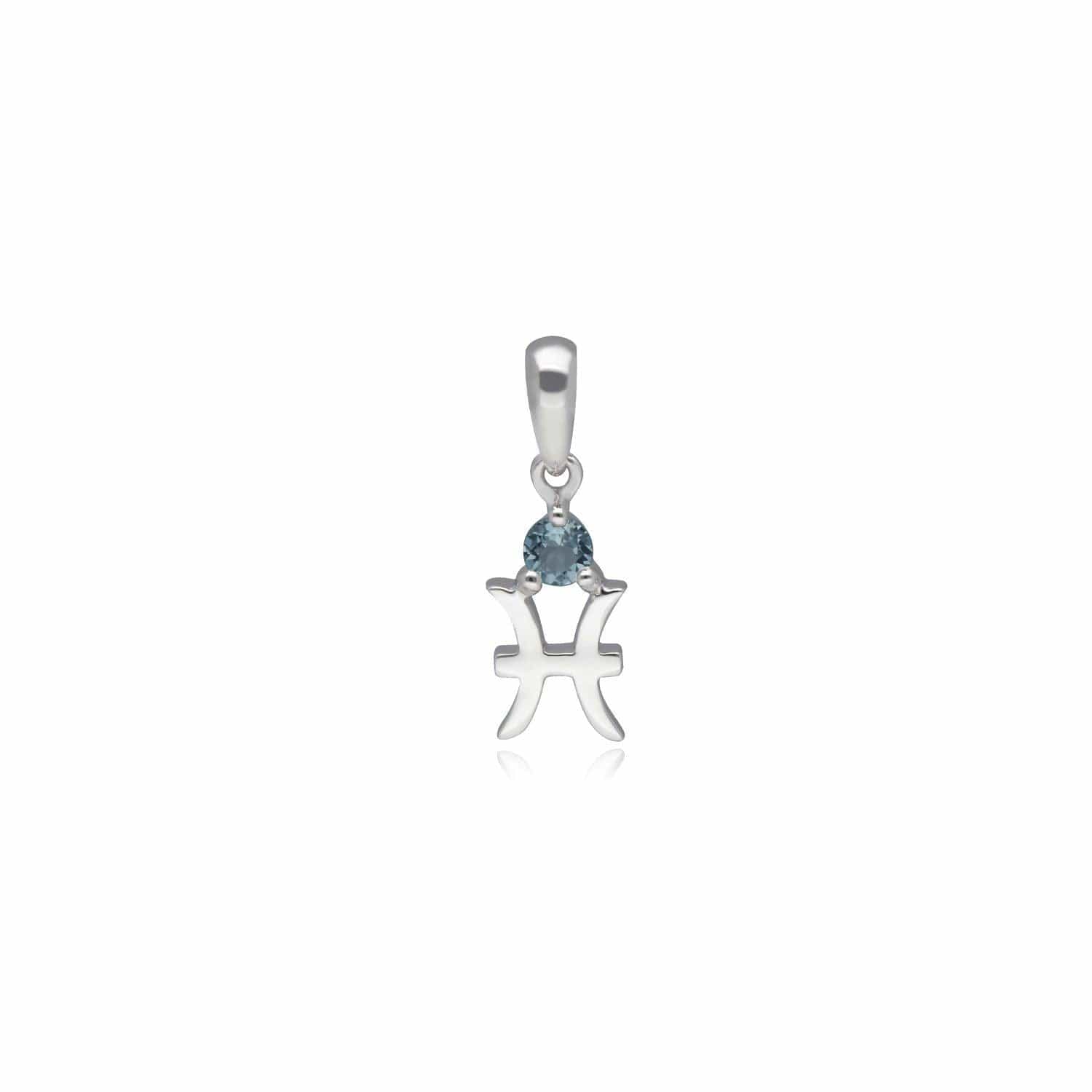 162P0233019 Aquamarine Pisces Zodiac Charm Necklace in 9ct White Gold 3