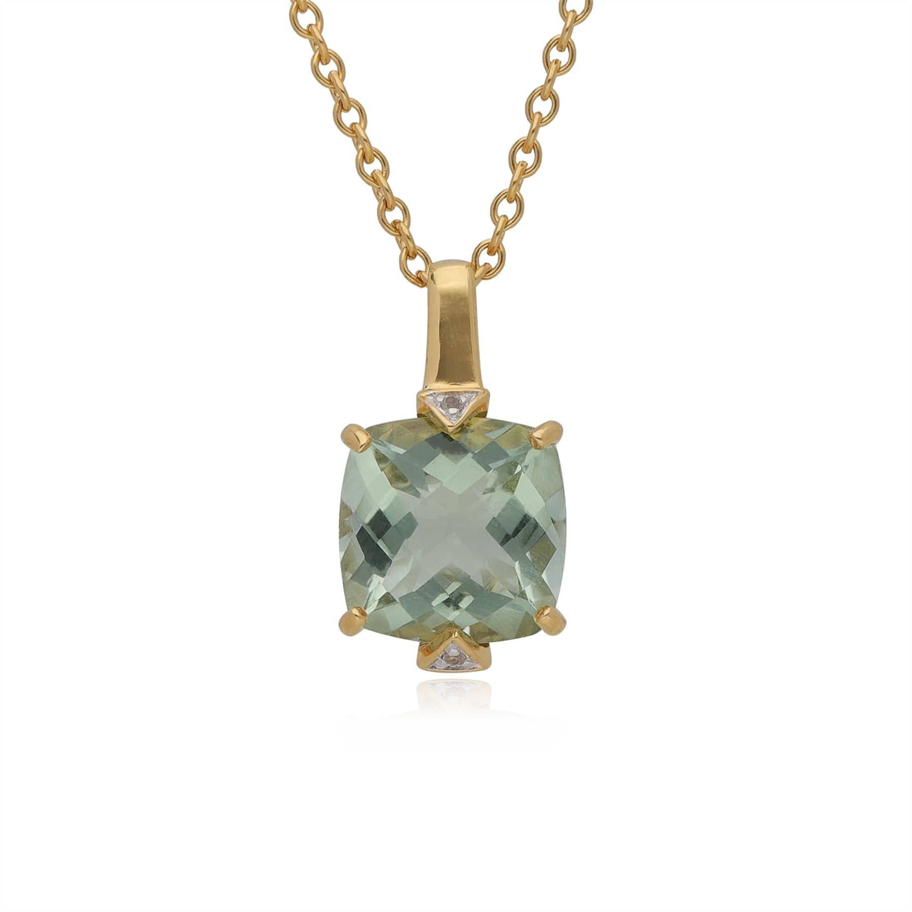 Kosmos Square Mint Quartz & Topaz Necklace in Gold Plated Sterling Silver - Gemondo