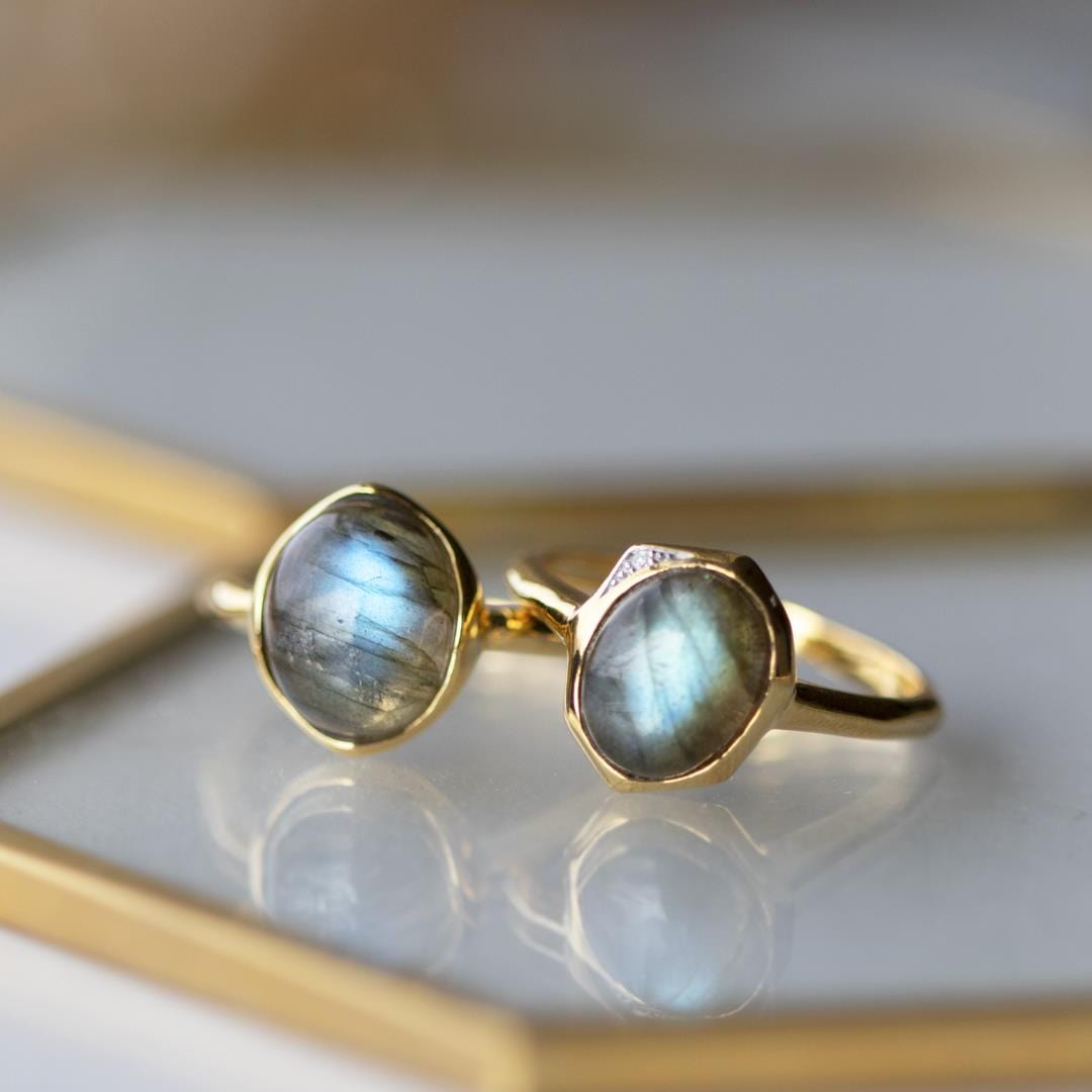 270R057404925 Irregular B Gem Labradorite Ring in Yellow Gold Plated Sterling Silver 3