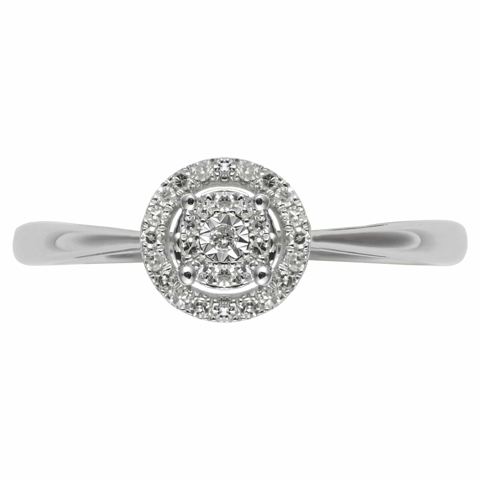 45331R002 Classic Round Diamond Cluster Ring in 9ct White Gold 2